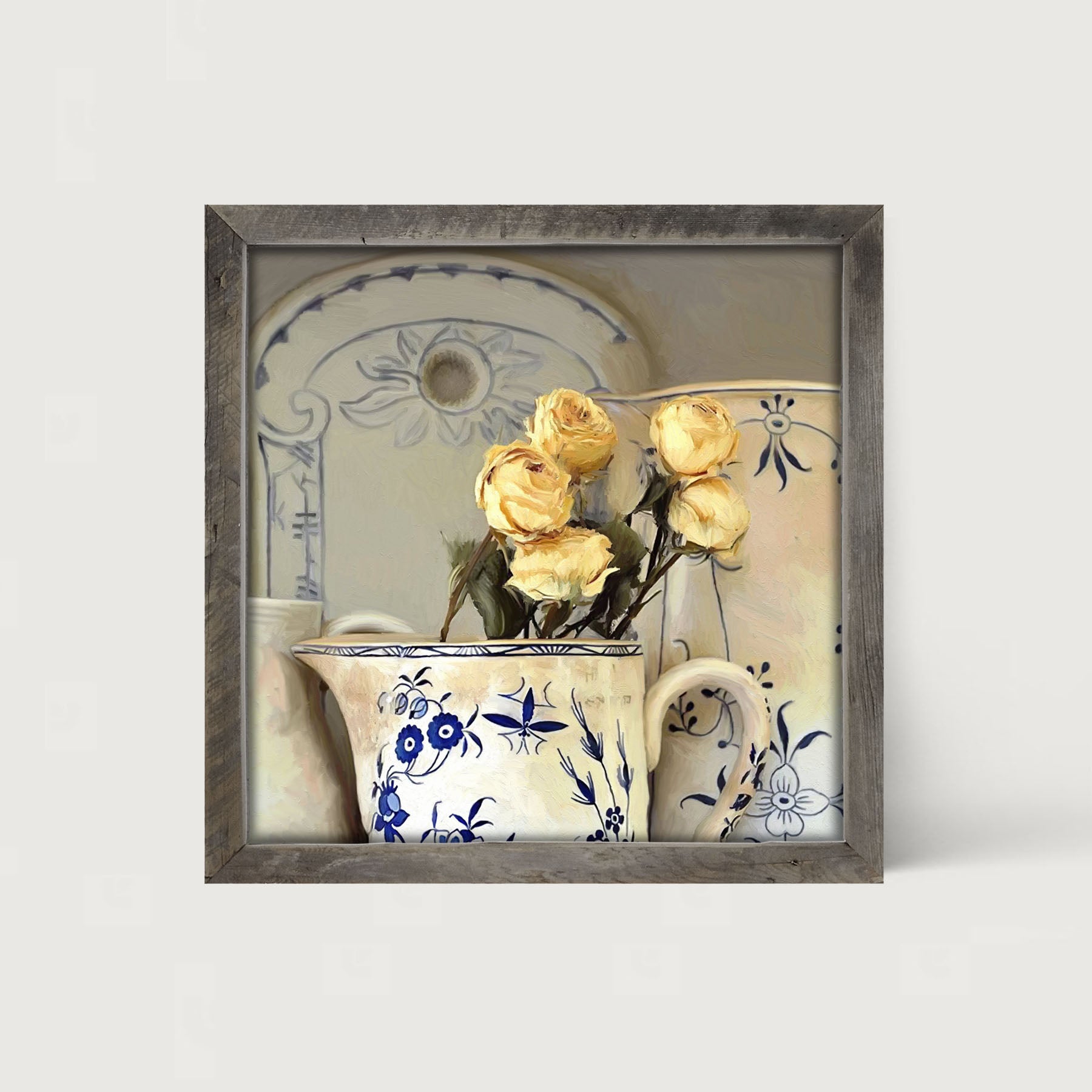 Yellow Roses in vase - Framed Art