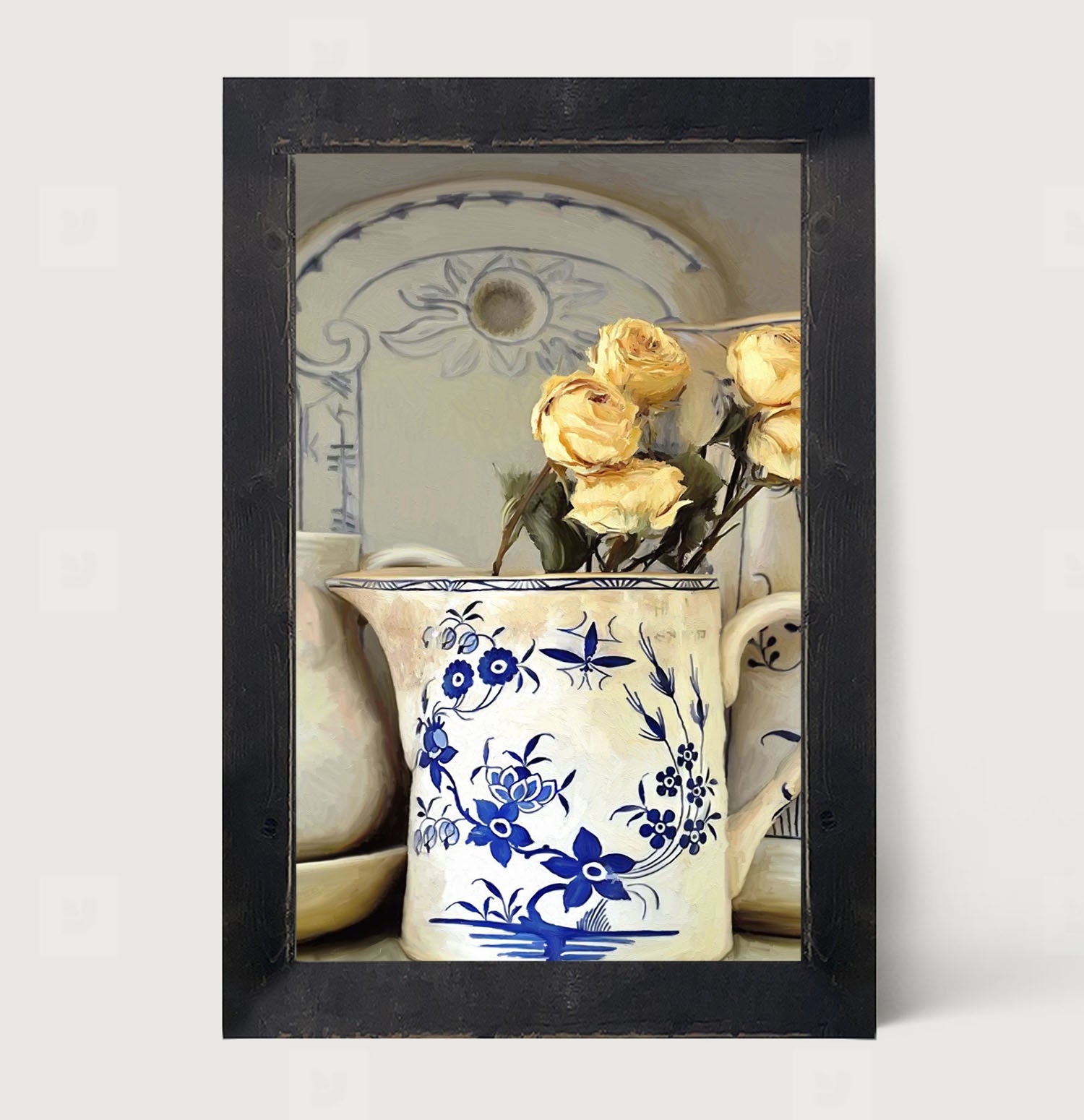 Yellow Roses in vase - Framed Art