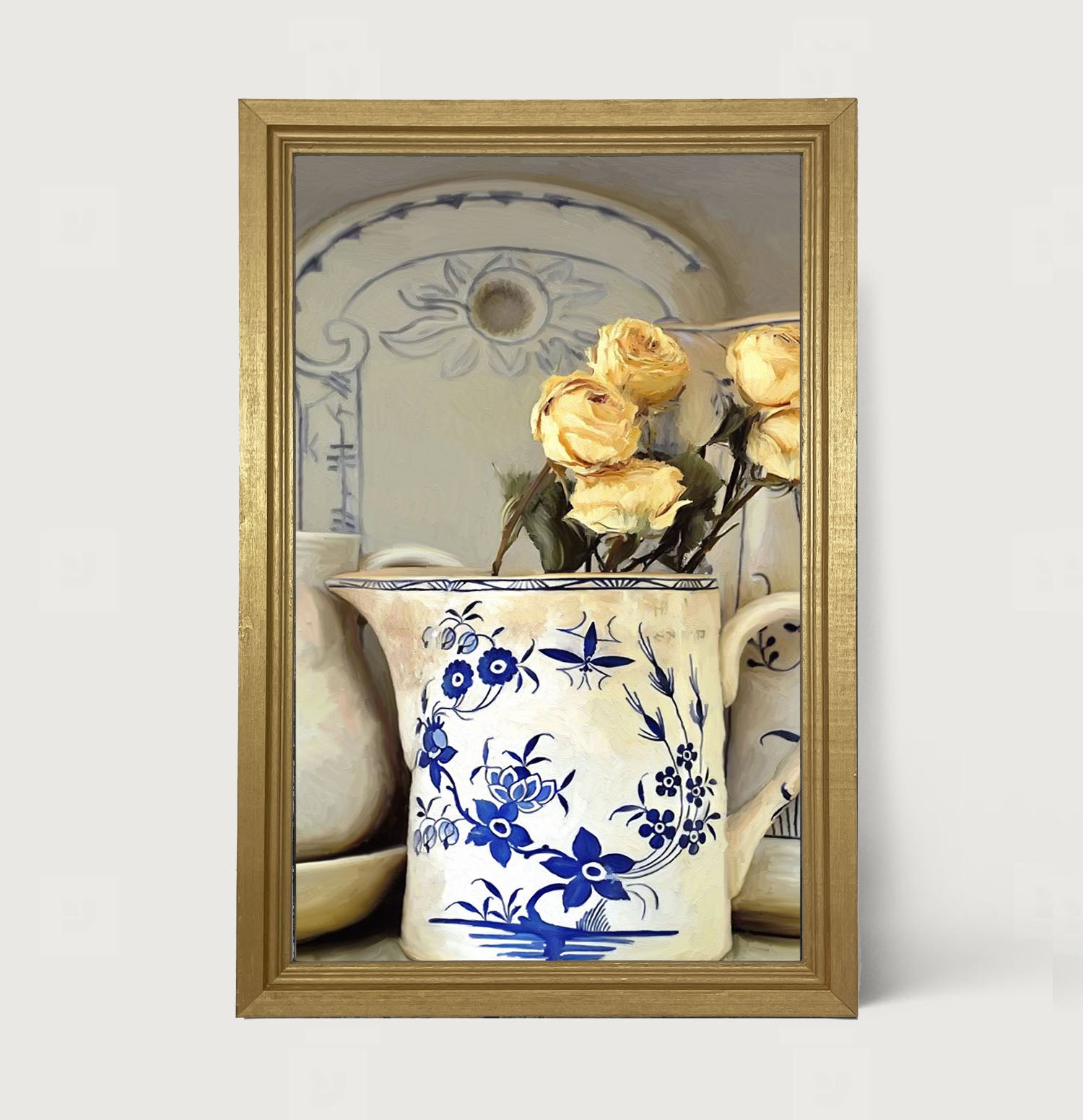 Yellow Roses in vase - Framed Art