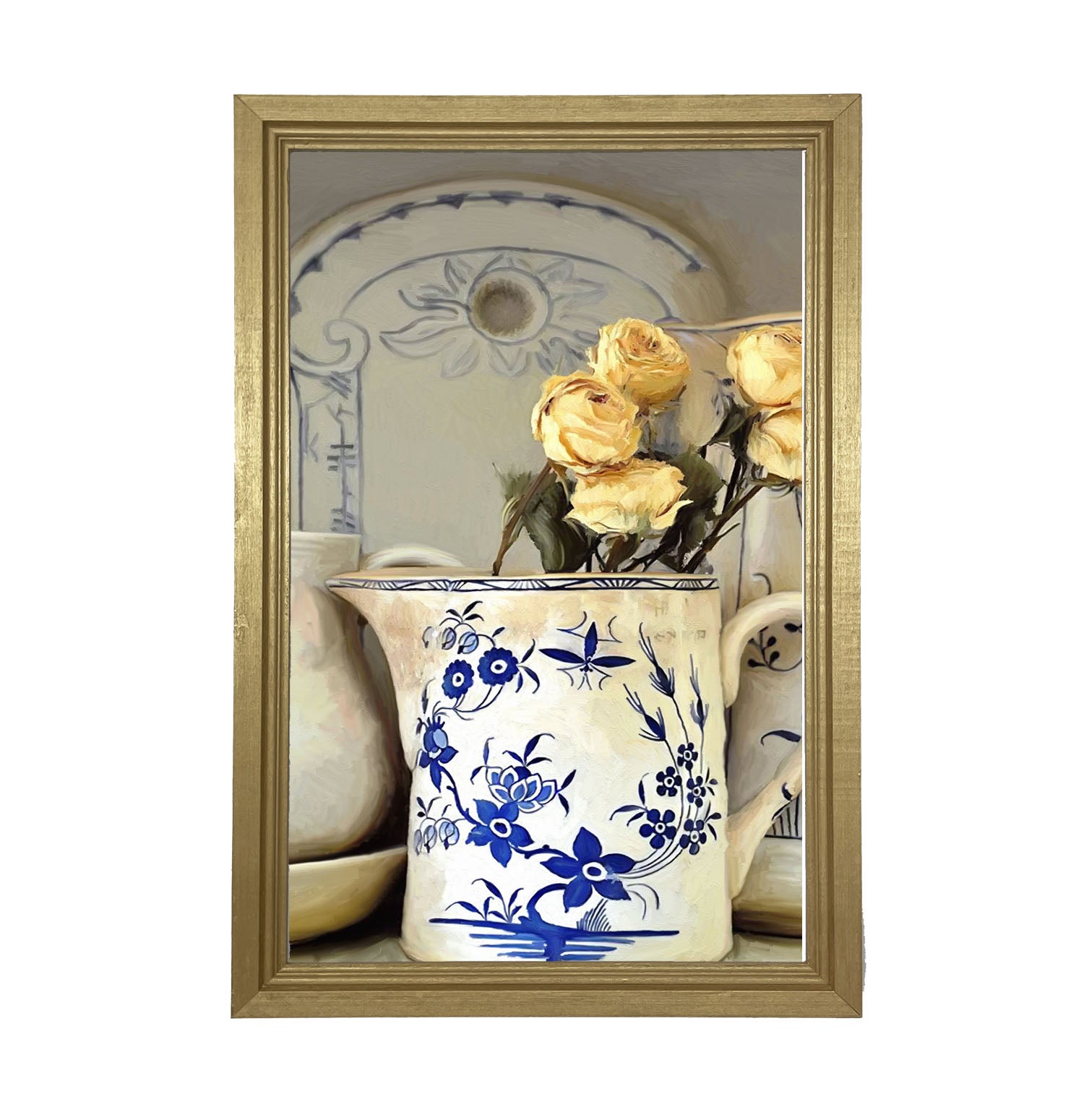 Yellow Roses in vase - Framed Art