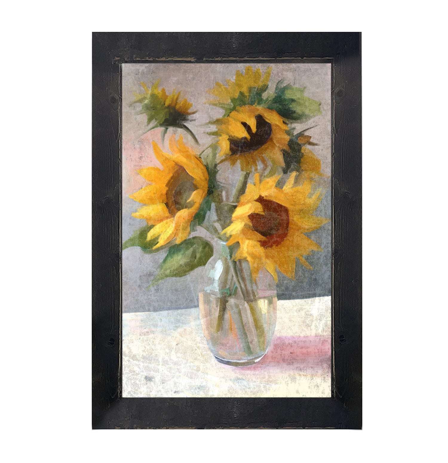 Glass Vase of Sunflowers - Framed Art