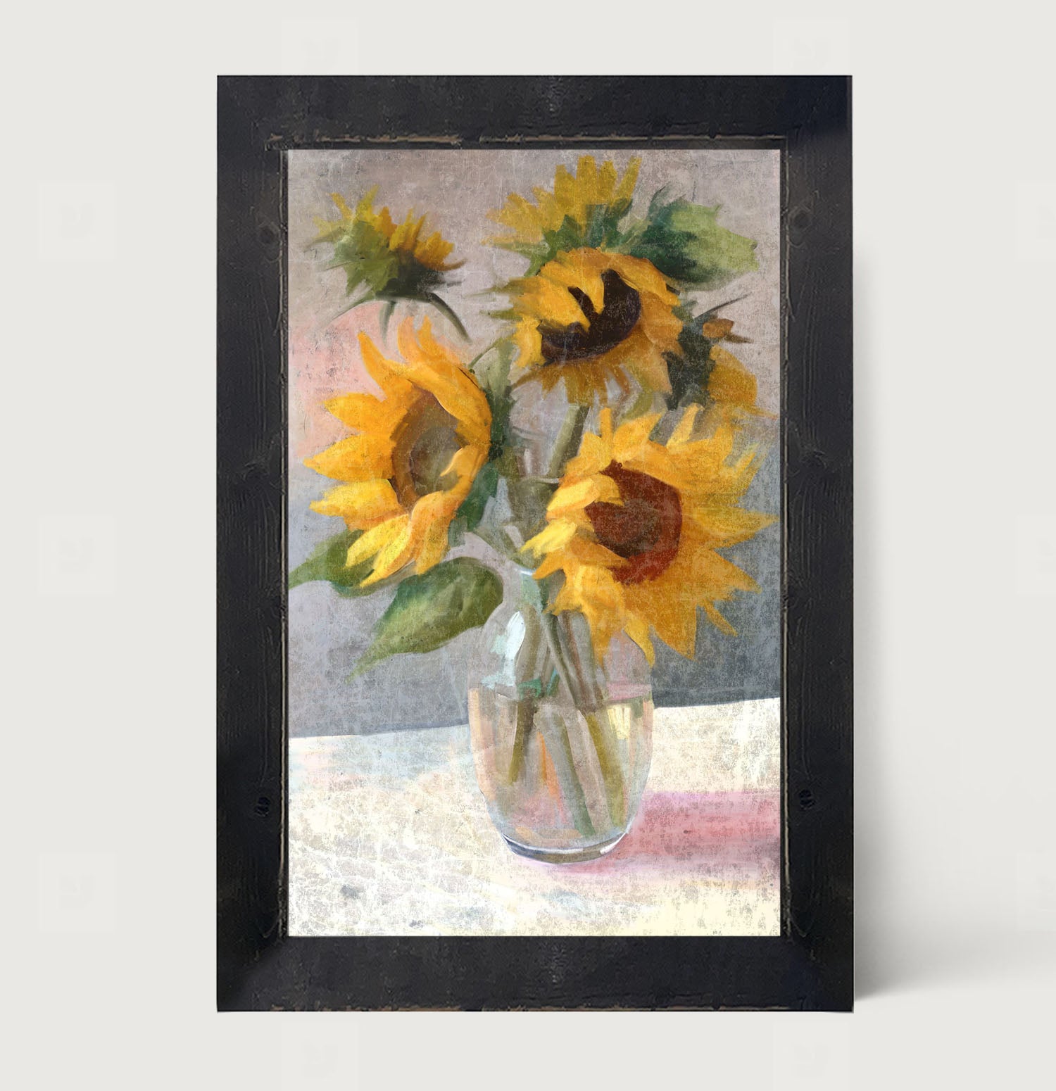 Glass Vase of Sunflowers - Framed Art