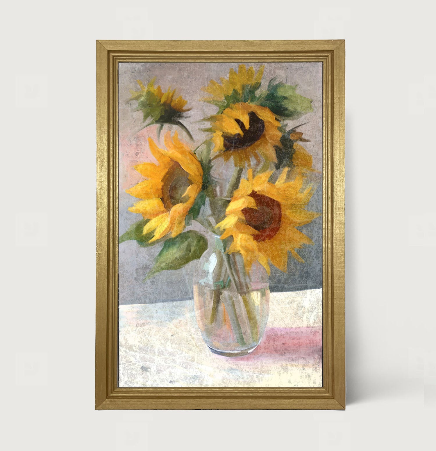 Glass Vase of Sunflowers - Framed Art