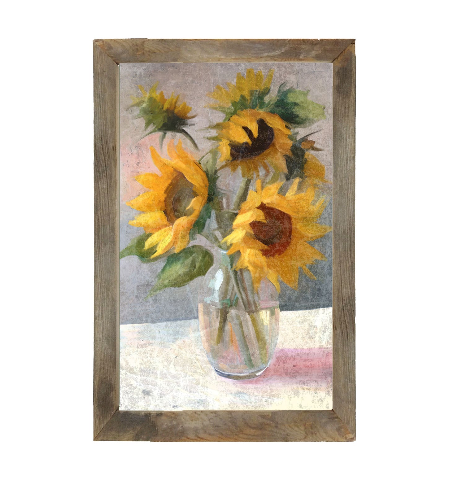 Glass Vase of Sunflowers - Framed Art