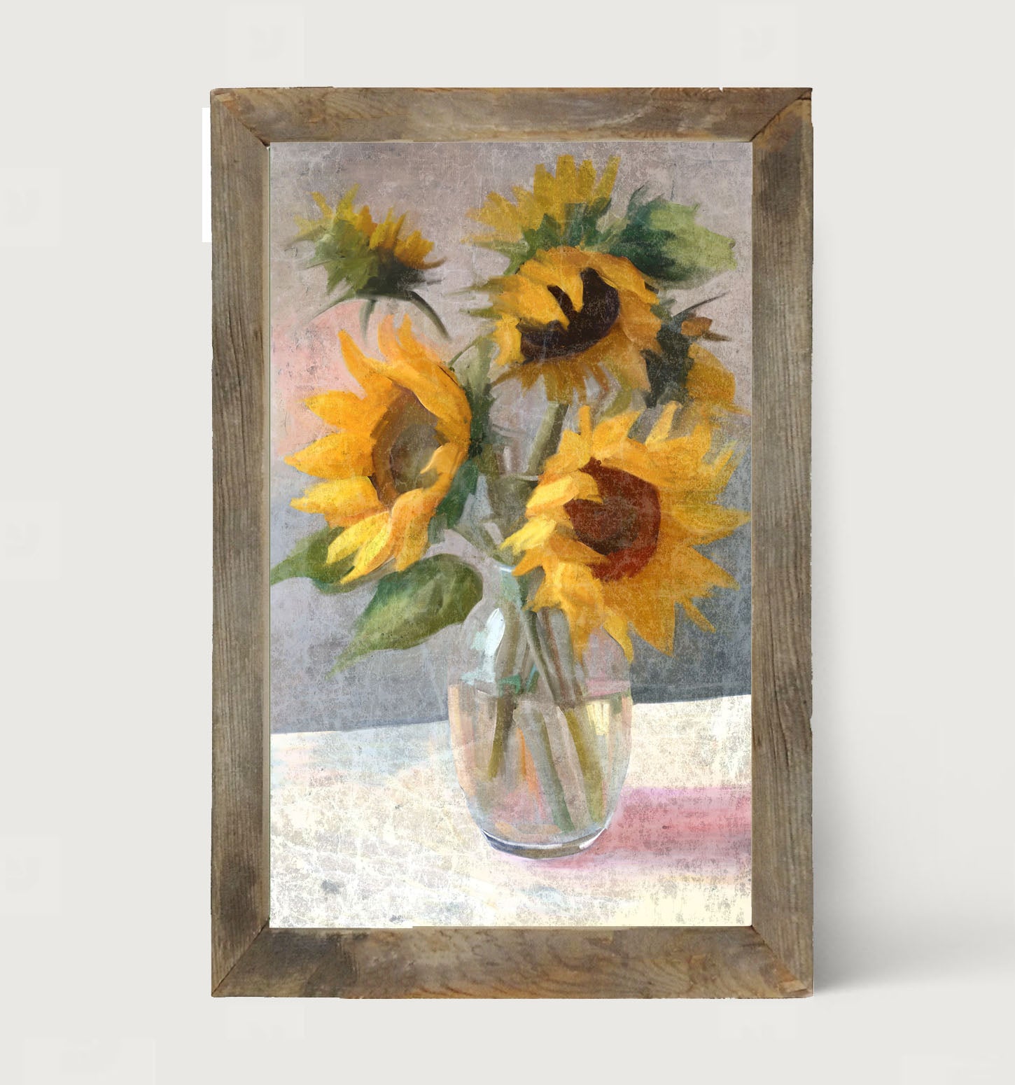 Glass Vase of Sunflowers - Framed Art