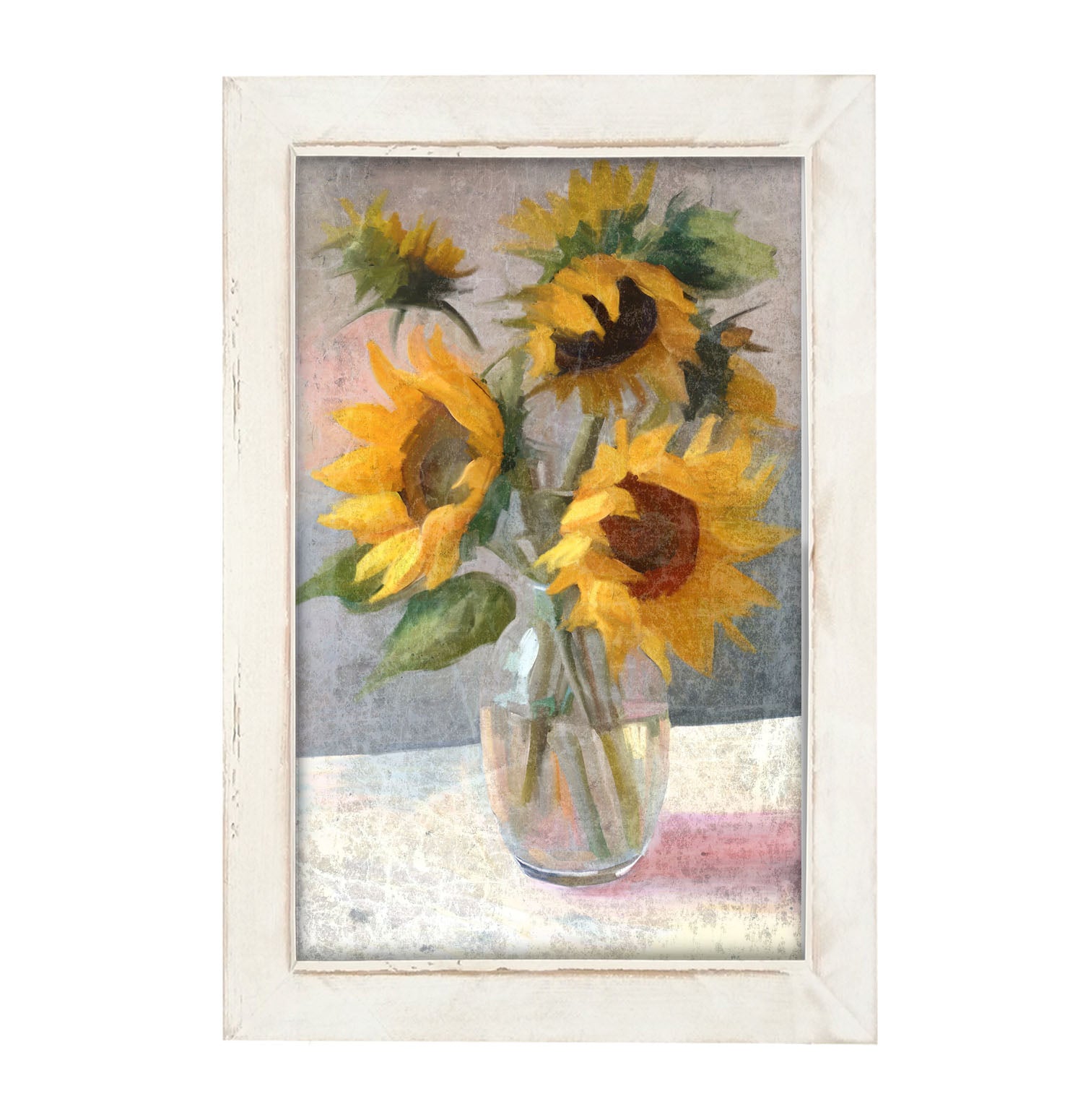 Glass Vase of Sunflowers - Framed Art