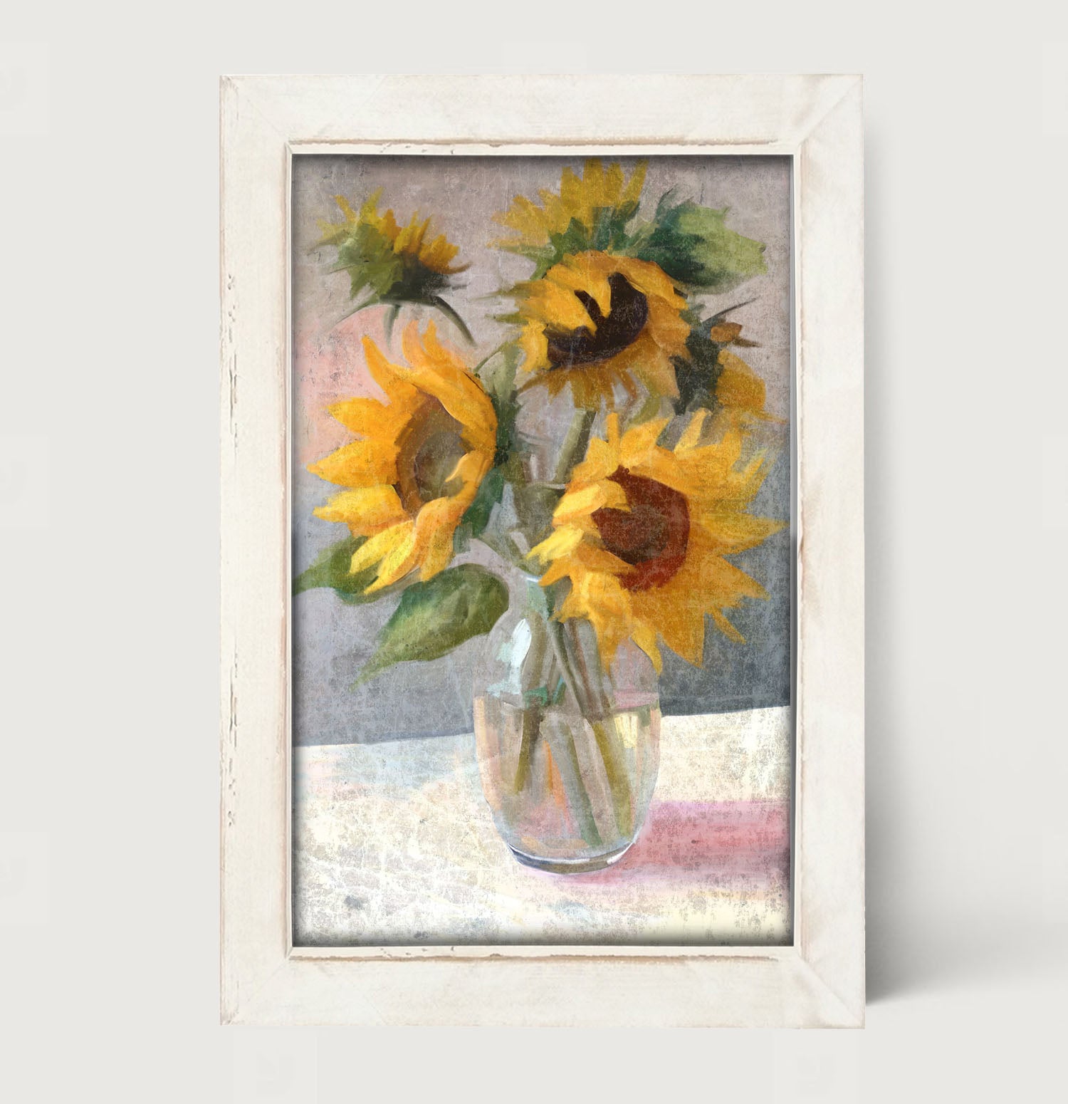 Glass Vase of Sunflowers