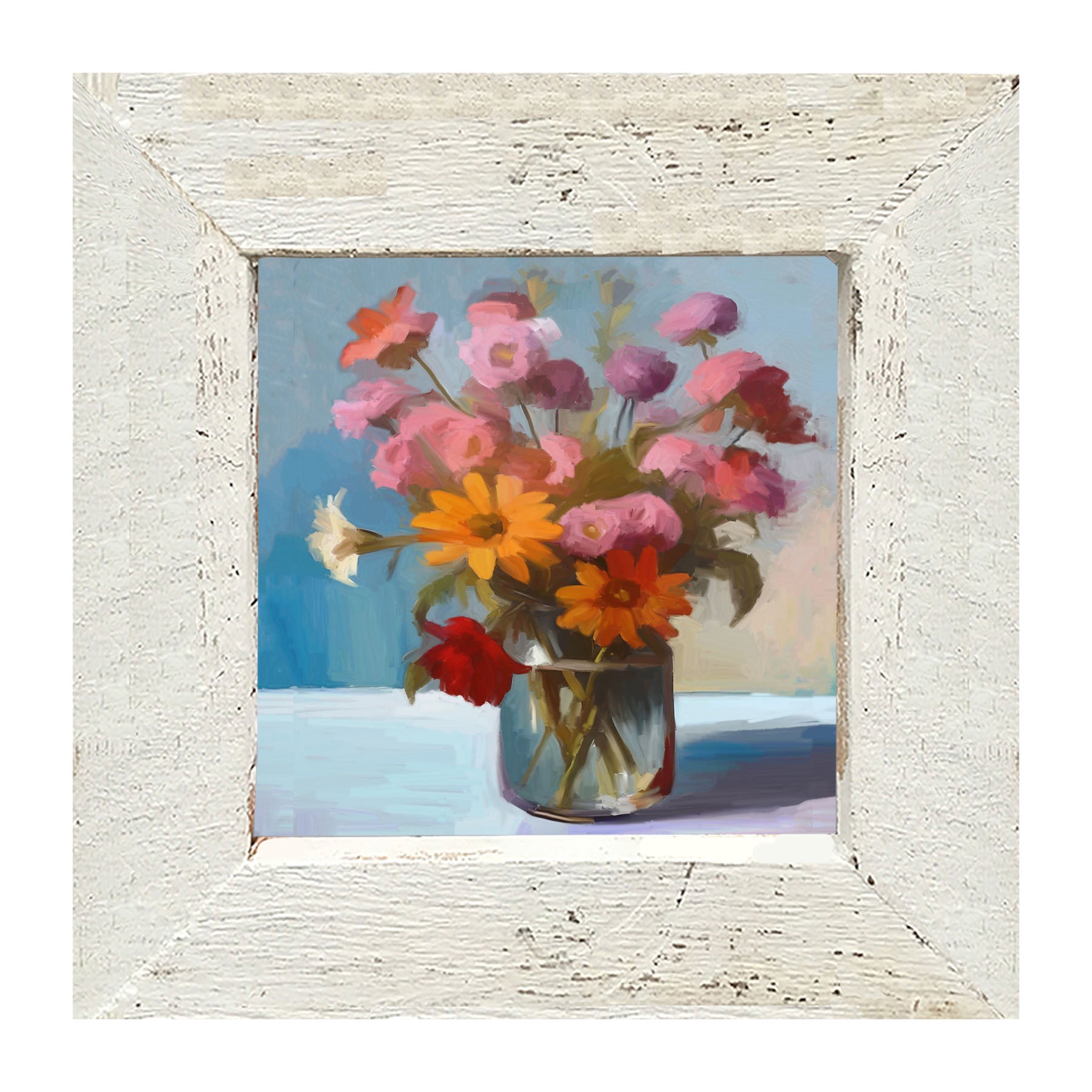 Glass Vase with flowers - Framed Art