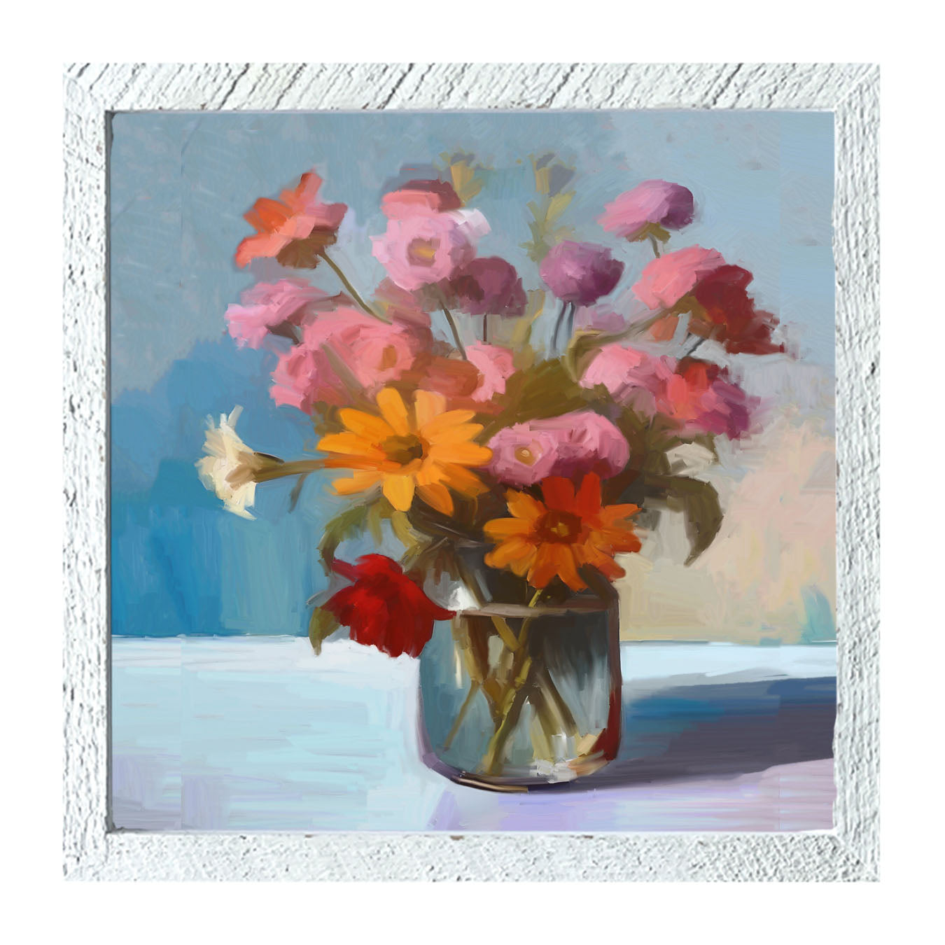 Glass Vase with flowers - Framed Art