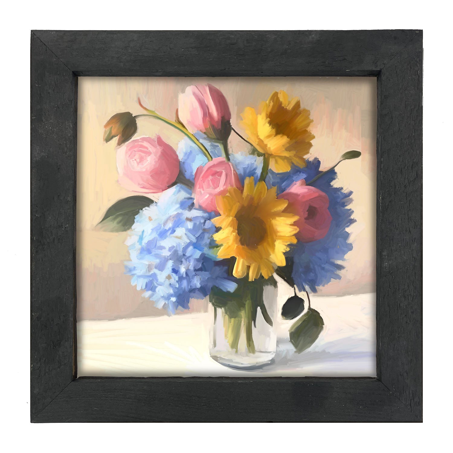 Glass Vase Overflowing with flowers - Framed Art
