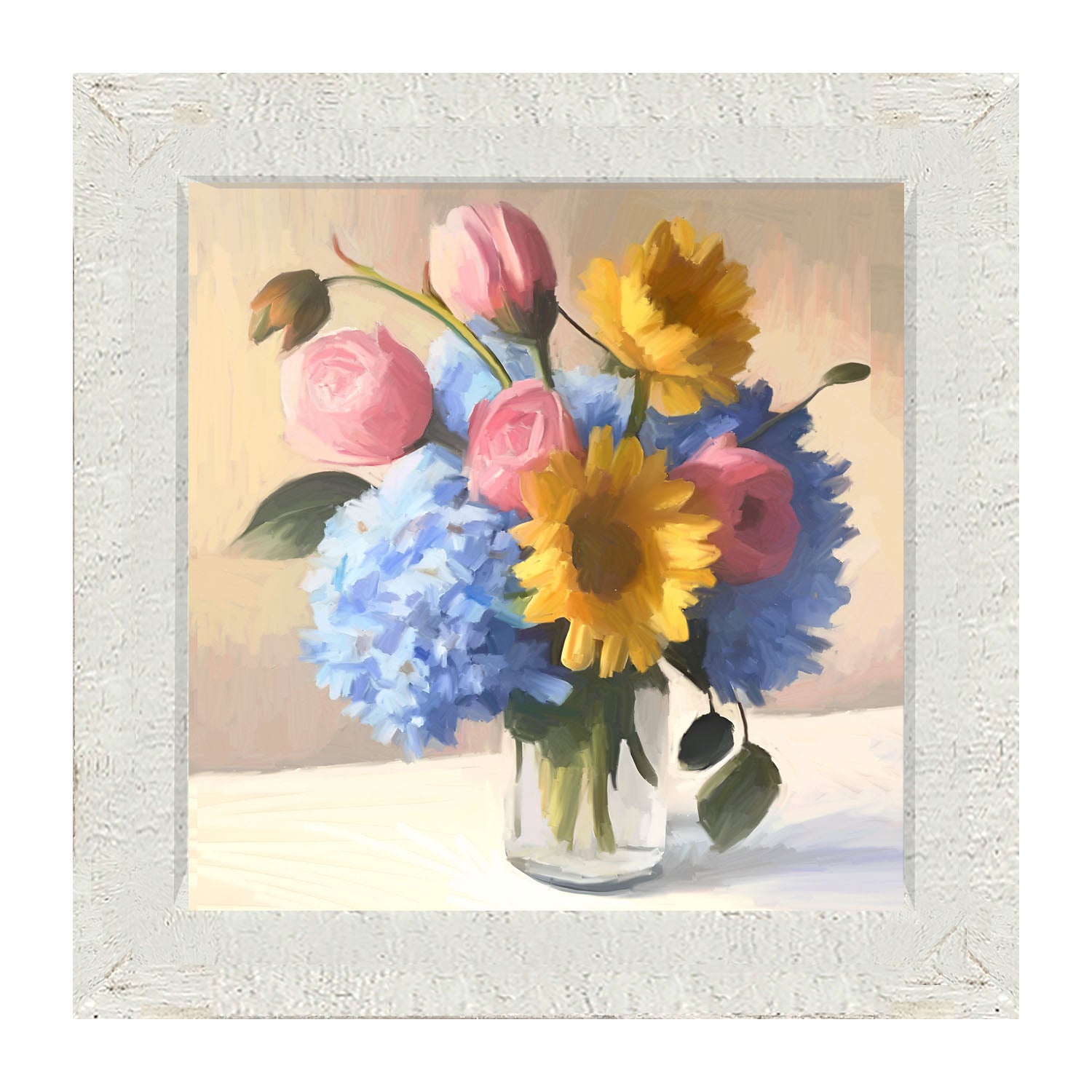 Glass Vase Overflowing with flowers - Framed Art