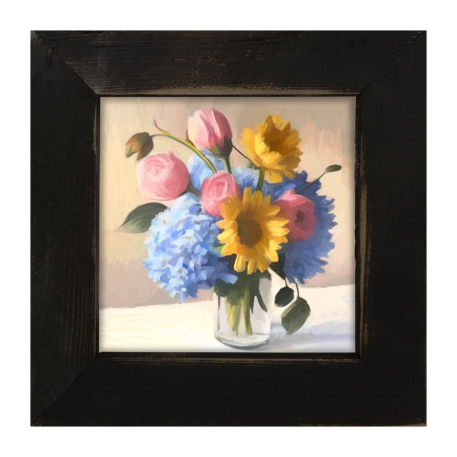 Glass Vase Overflowing with flowers - Framed Art