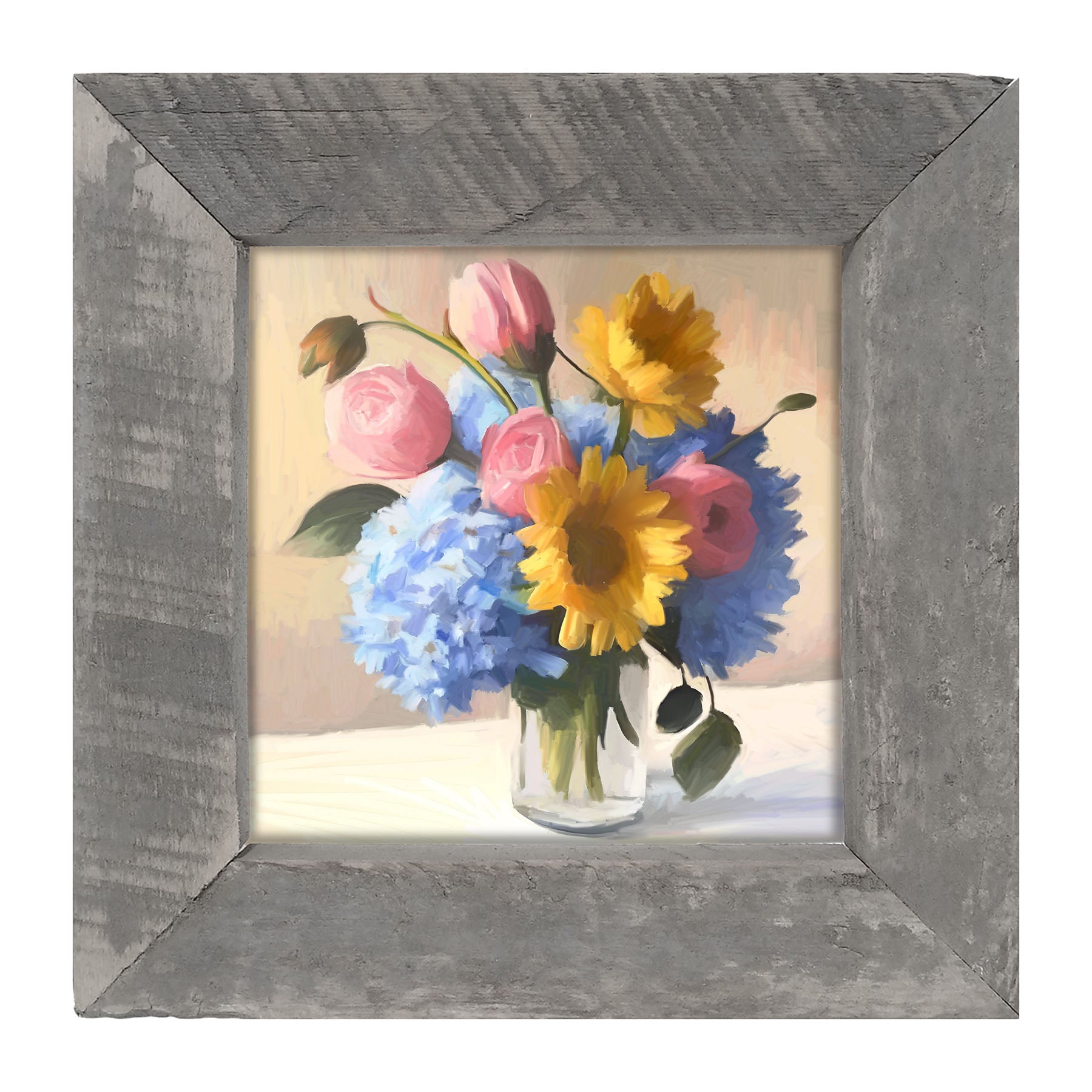 Glass Vase Overflowing with flowers - Framed Art
