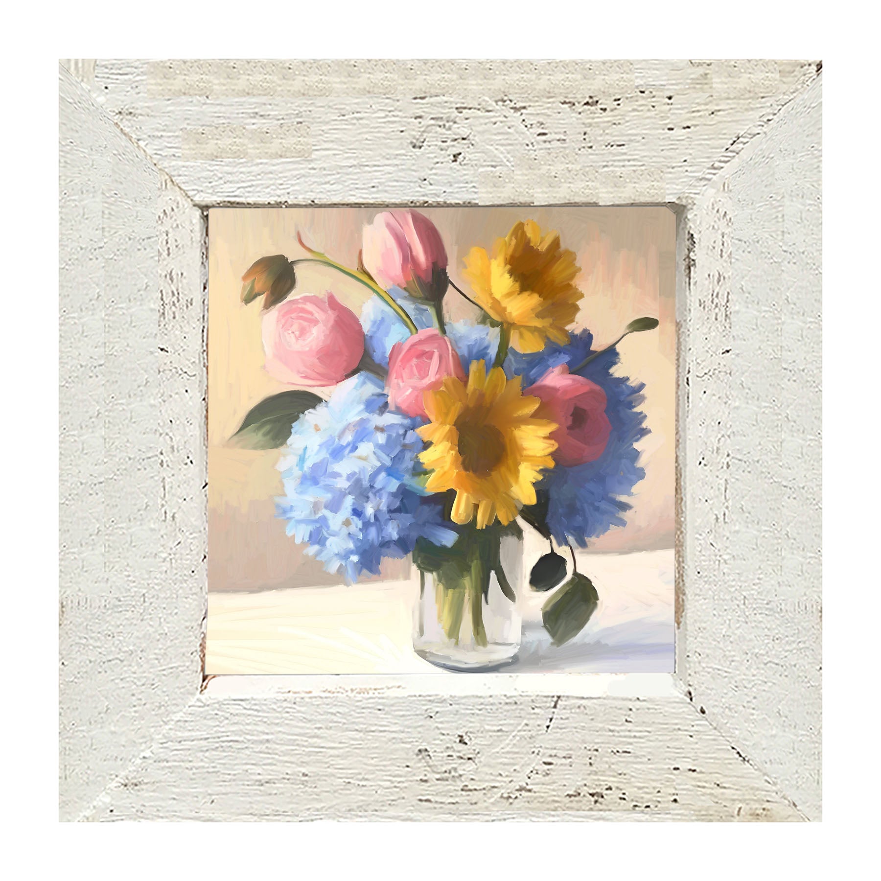 Glass Vase Overflowing with flowers - Framed Art