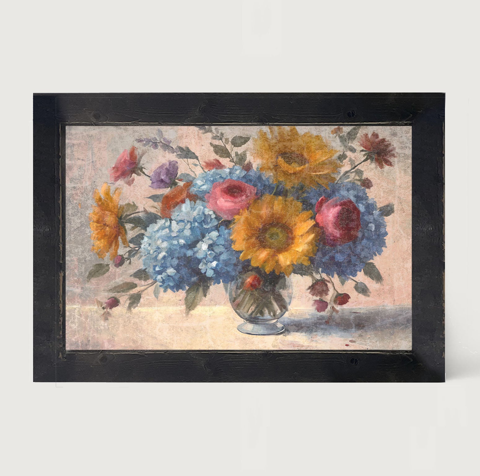 Glass Vase Overflowing with flowers - Framed Art