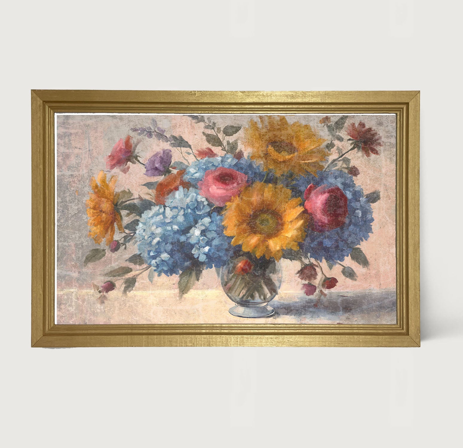 Glass Vase Overflowing with flowers - Framed Art