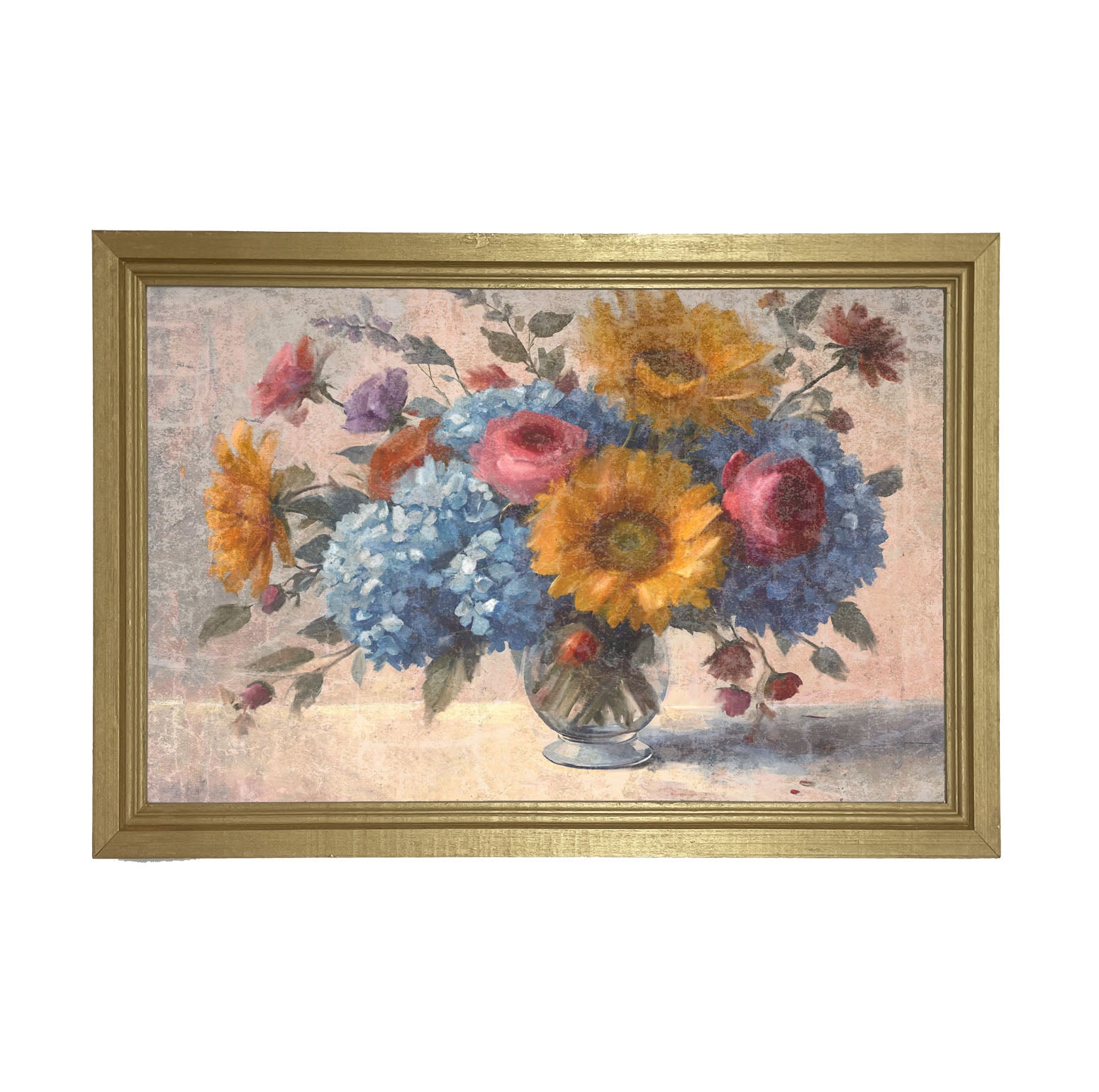 Glass Vase Overflowing with flowers - Framed Art