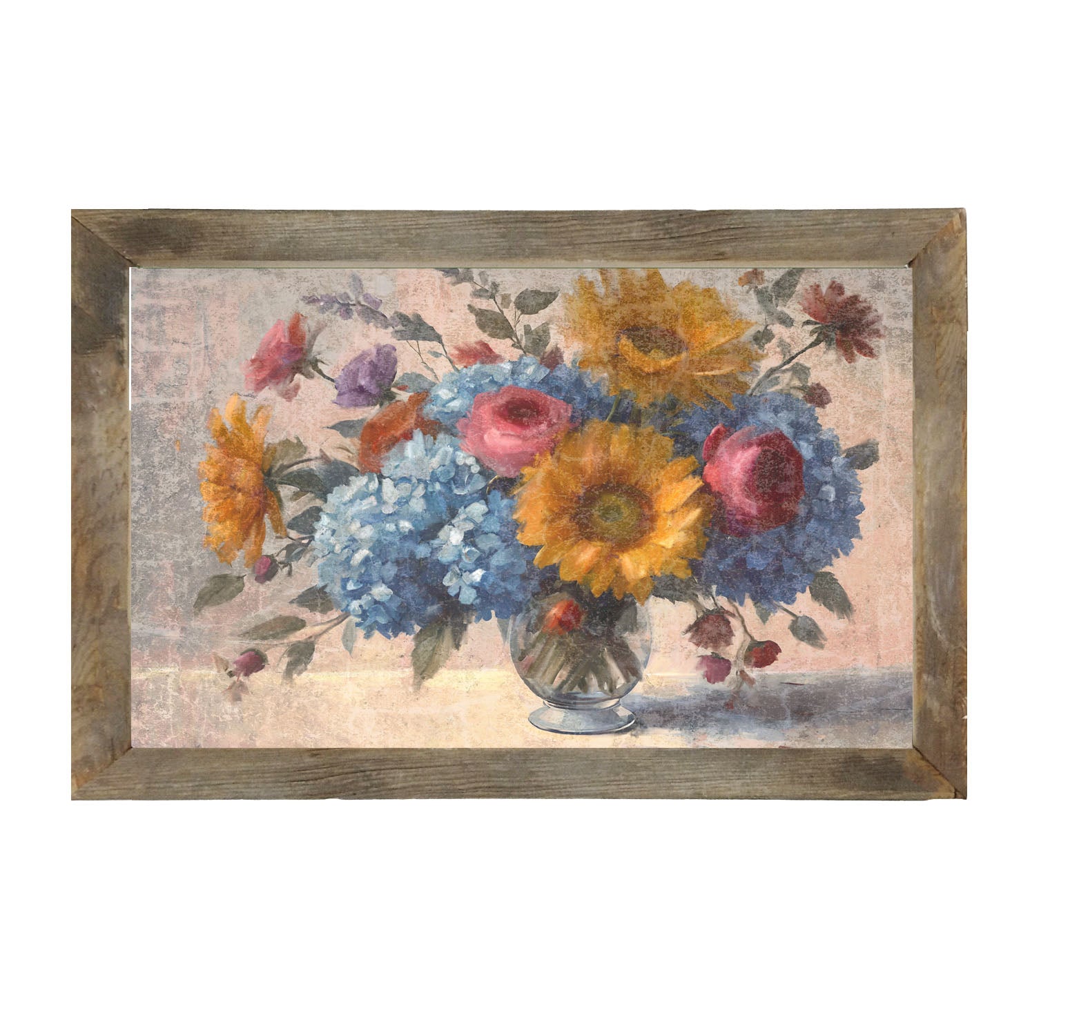 Glass Vase Overflowing with flowers - Framed Art