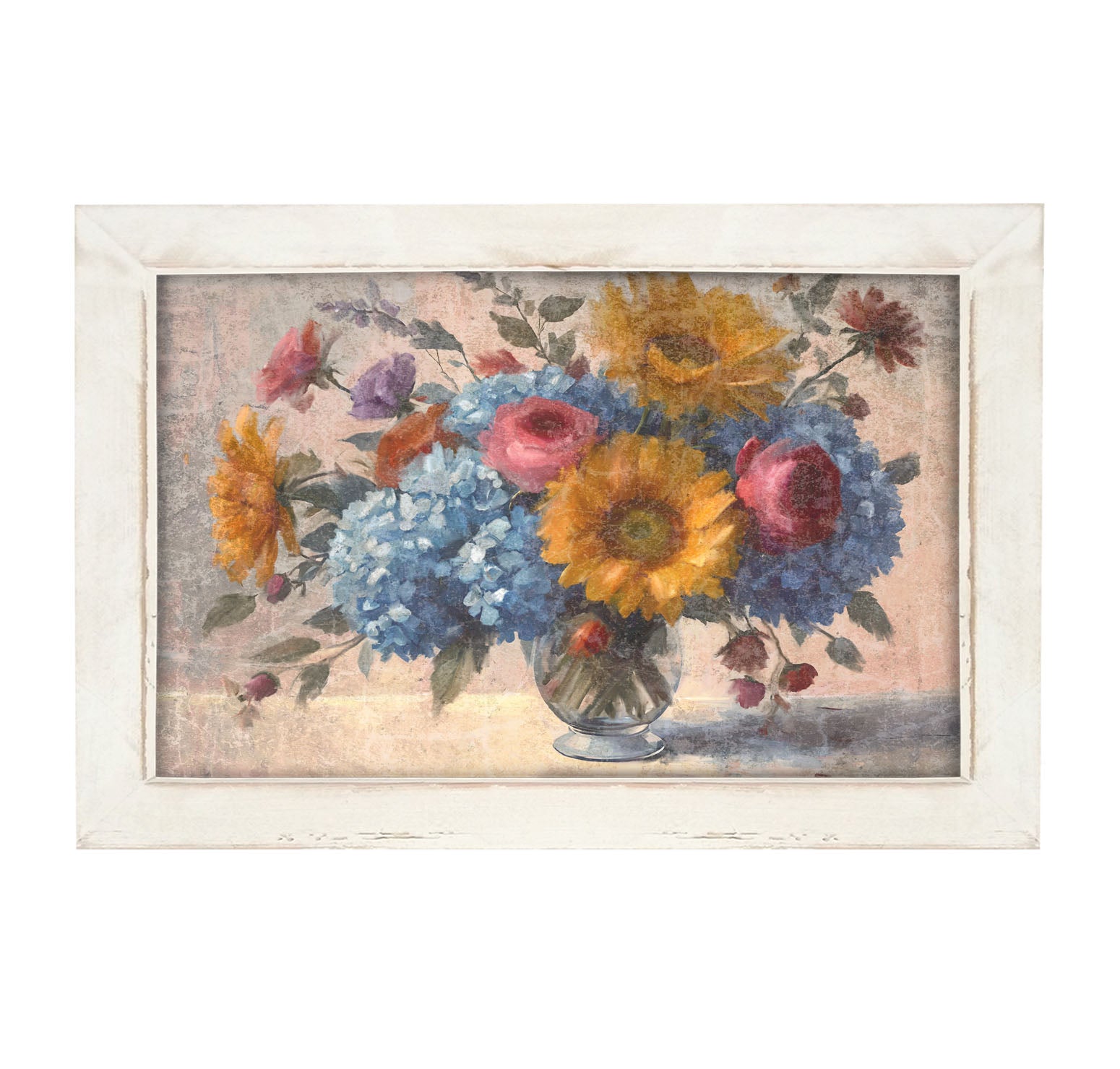 Glass Vase Overflowing with flowers - Framed Art