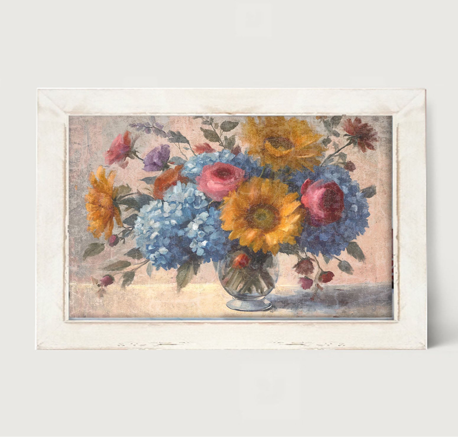 Glass Vase Overflowing with flowers - Framed Art