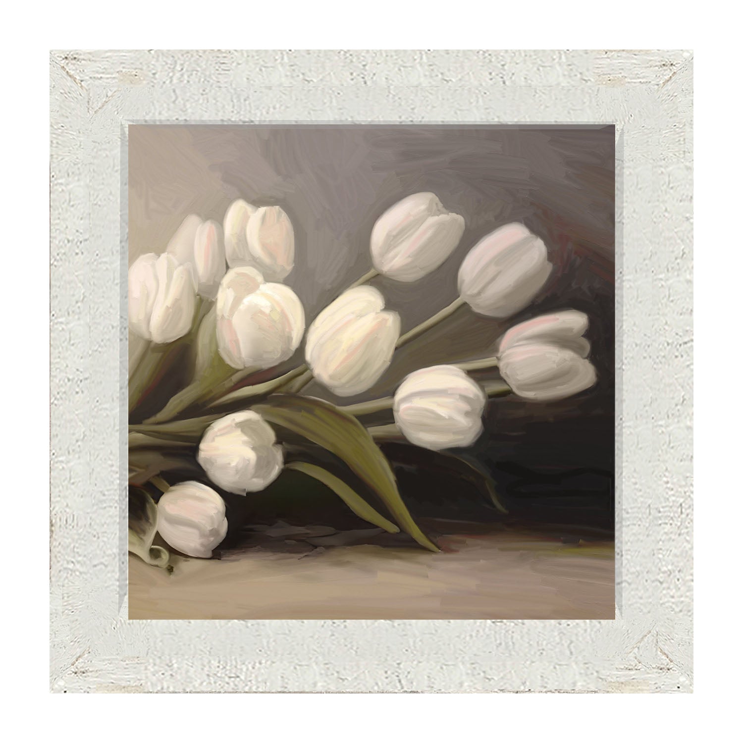 White Tulips - Framed art
