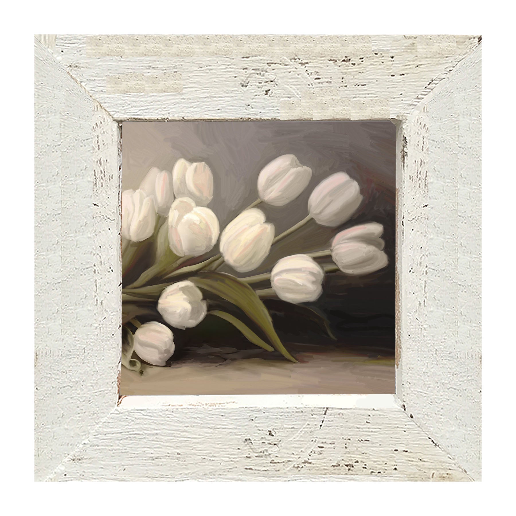 White Tulips - Framed art