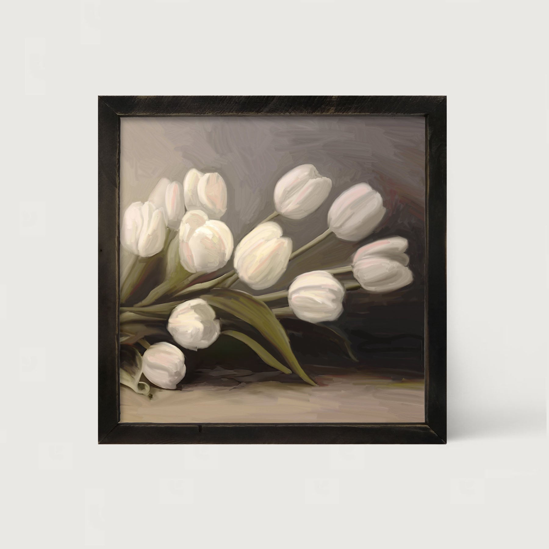 White Tulips - Framed art