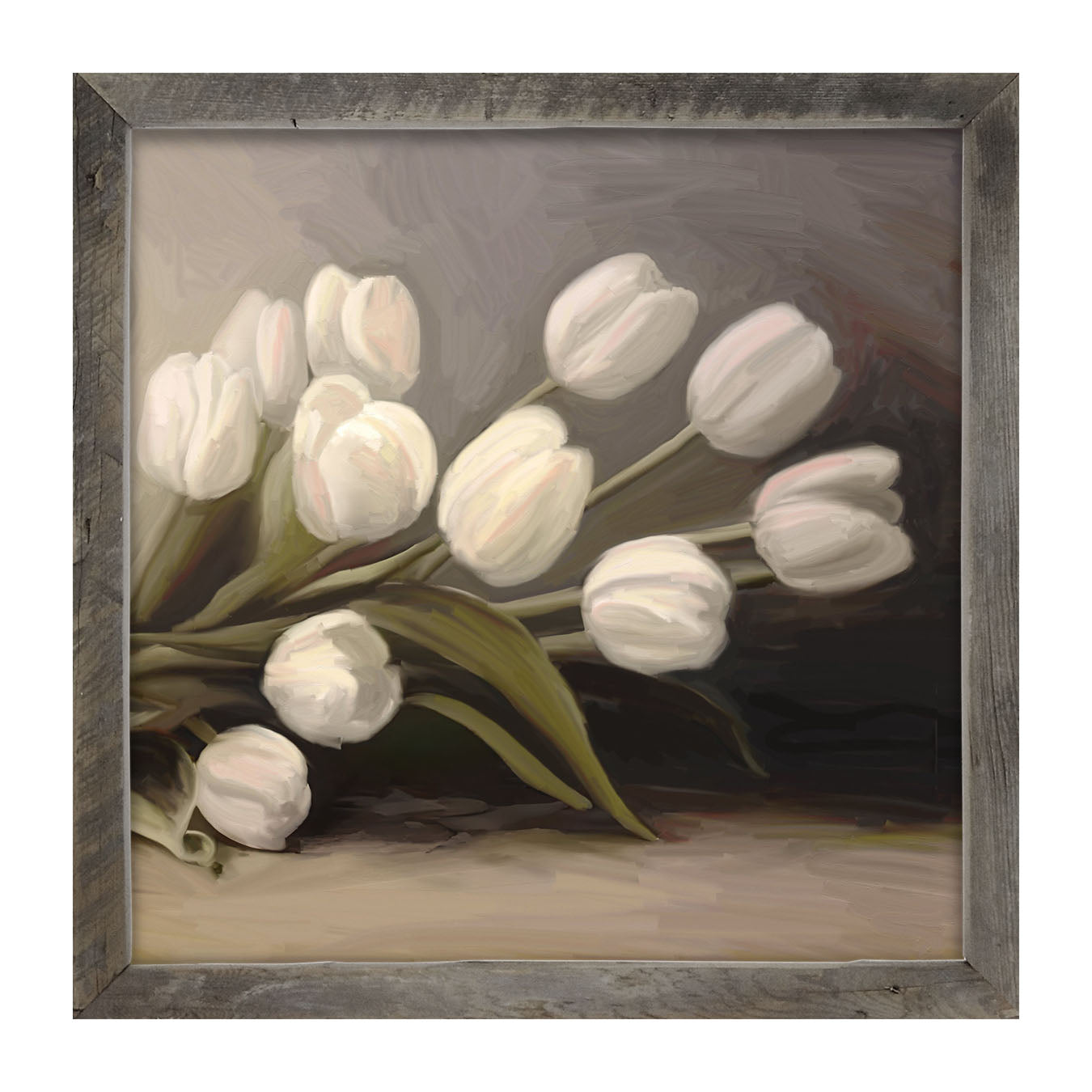 White Tulips - Framed art