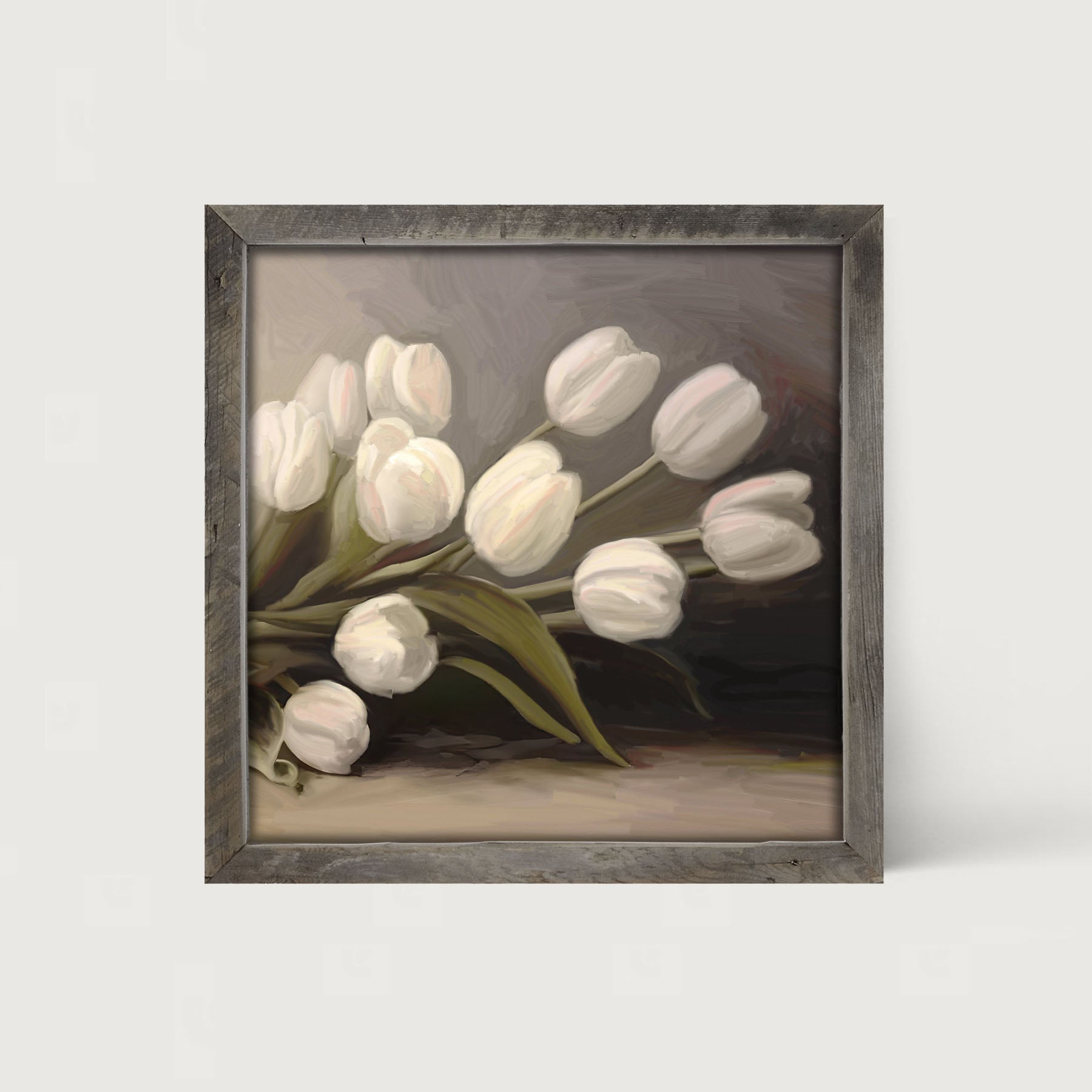 White Tulips - Framed art