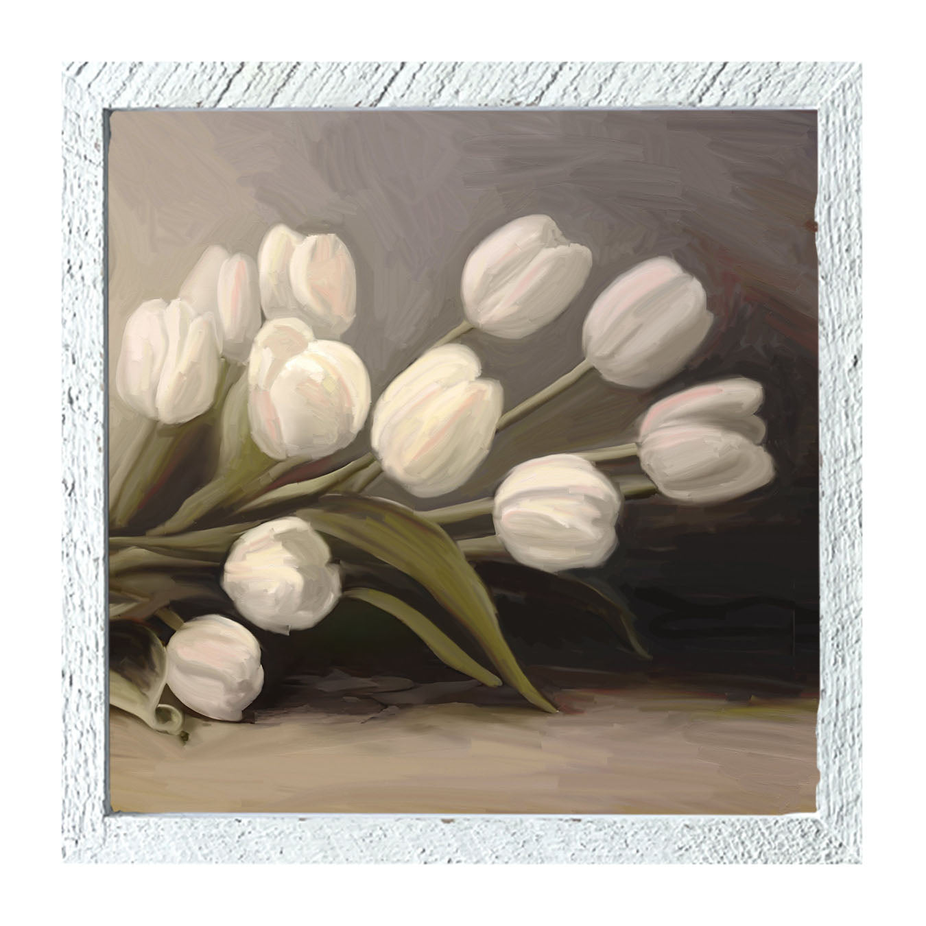 White Tulips - Framed art