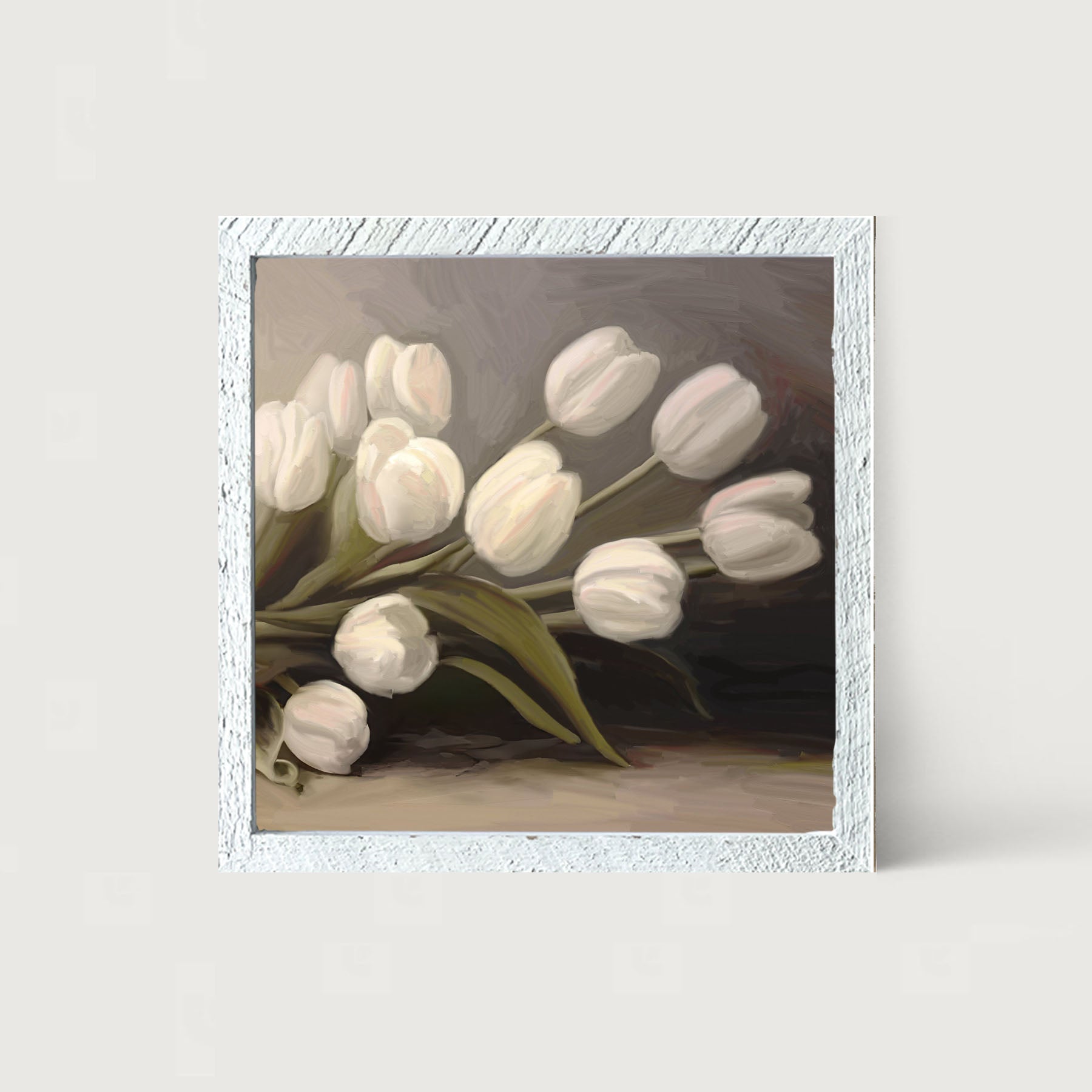 White Tulips - Framed art