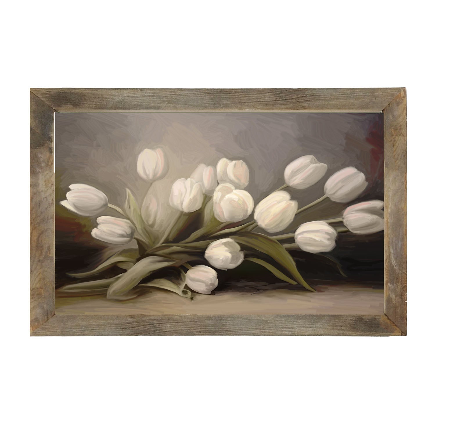 White Tulips - Framed art