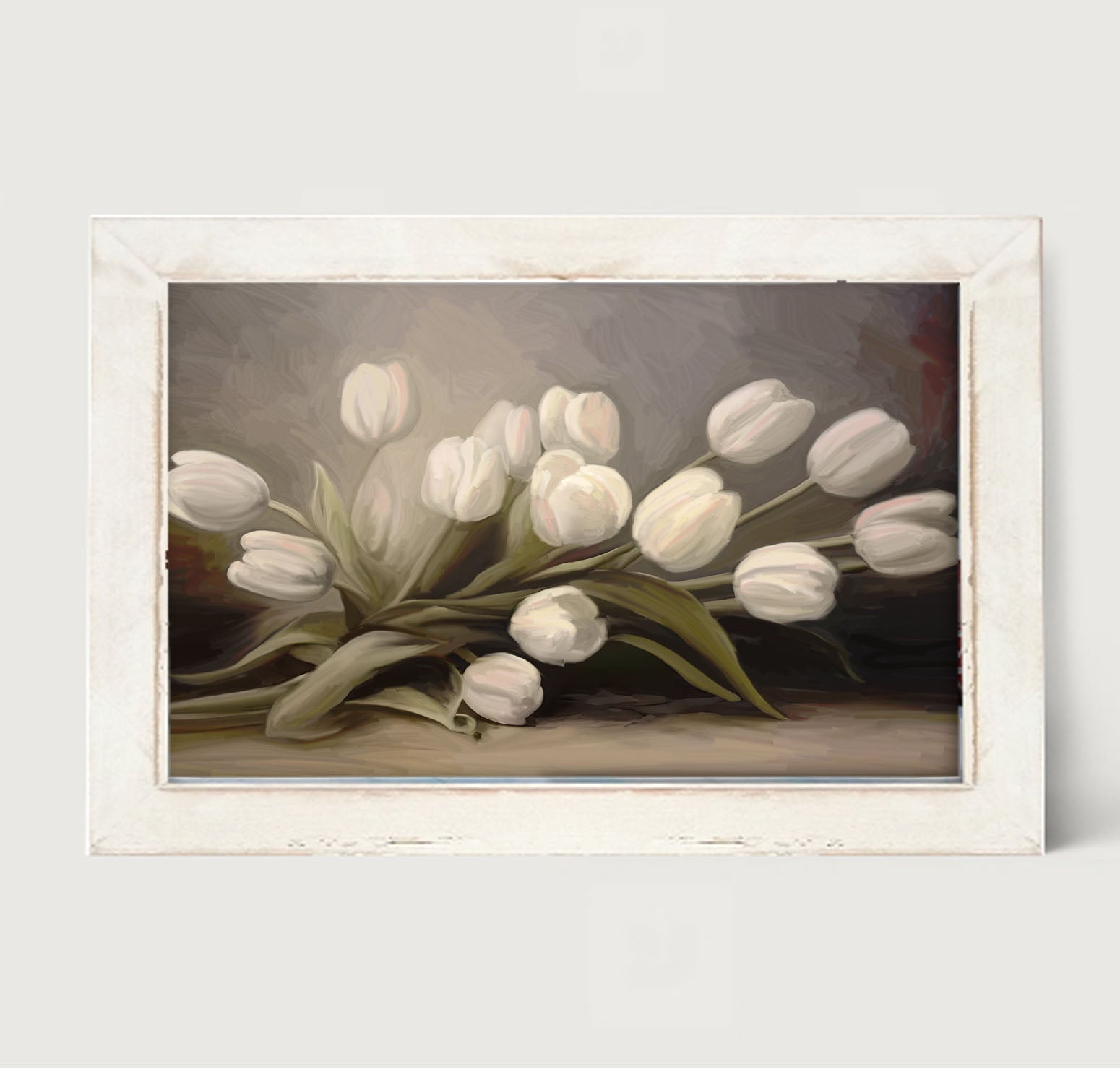 White Tulips - Framed art