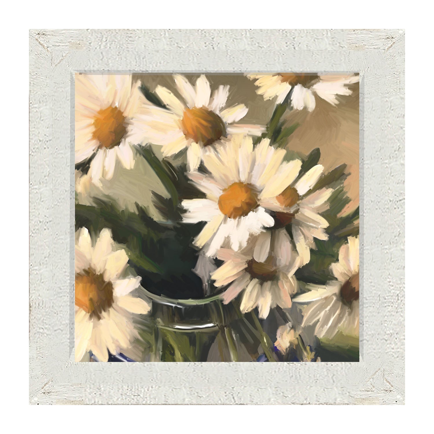 Glass Vase of Daisies - Framed art