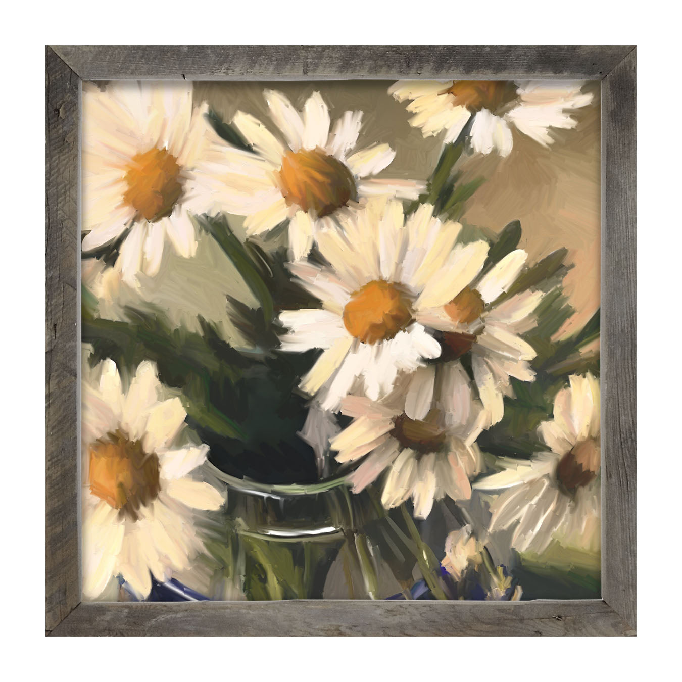Glass Vase of Daisies - Framed art