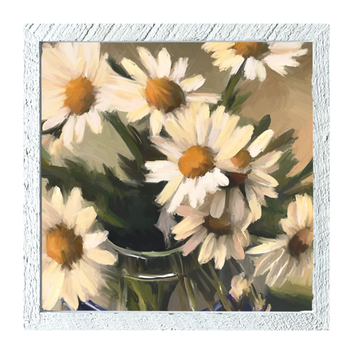 Glass Vase of Daisies - Framed art