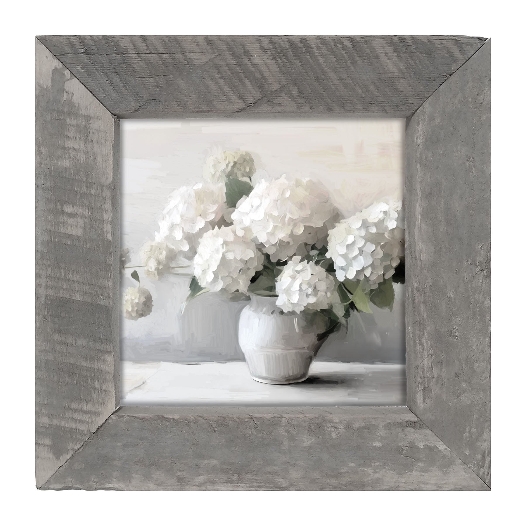 White Vase of Hydrangeas - Framed art
