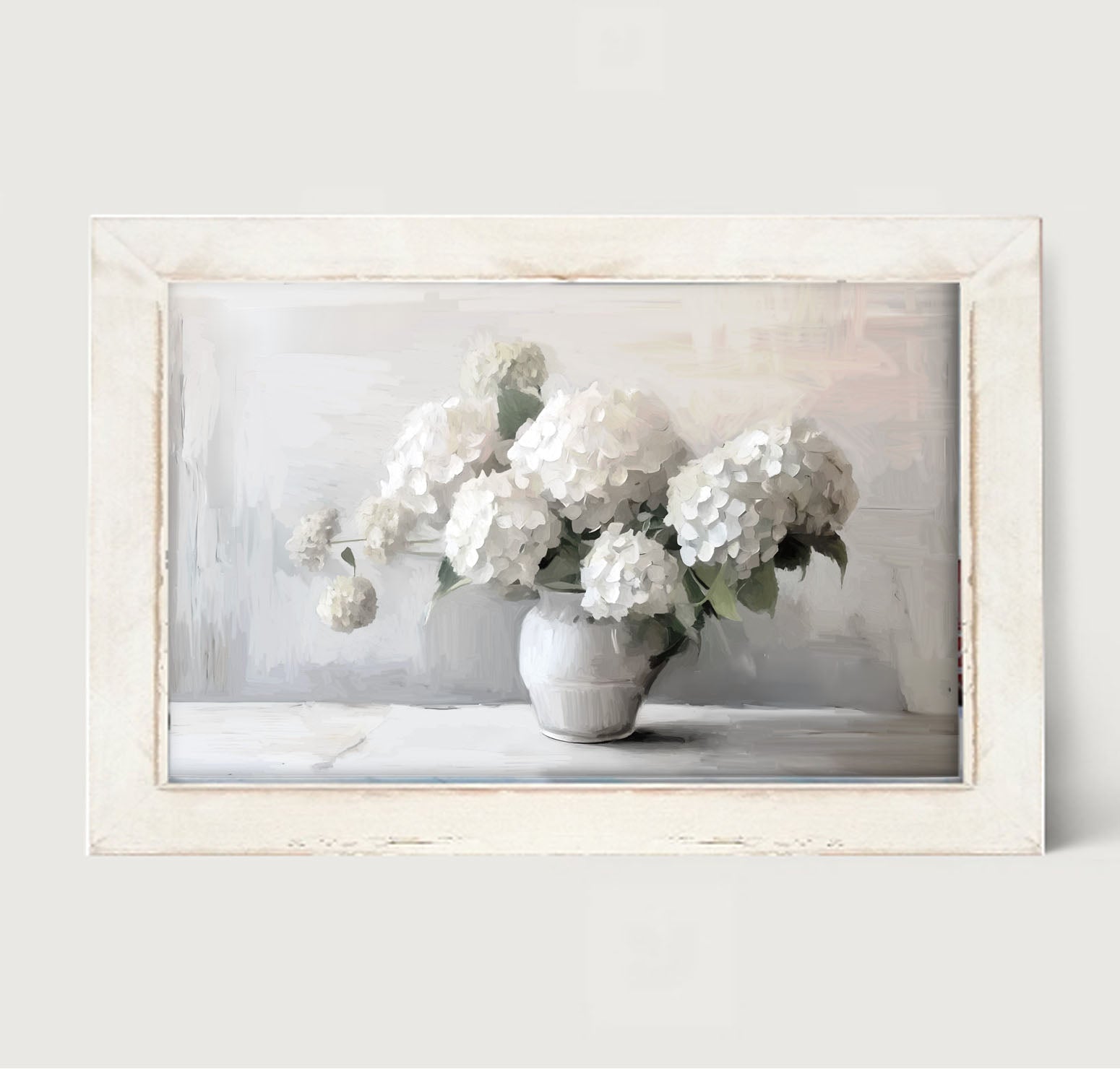 White Vase of Hydrangeas