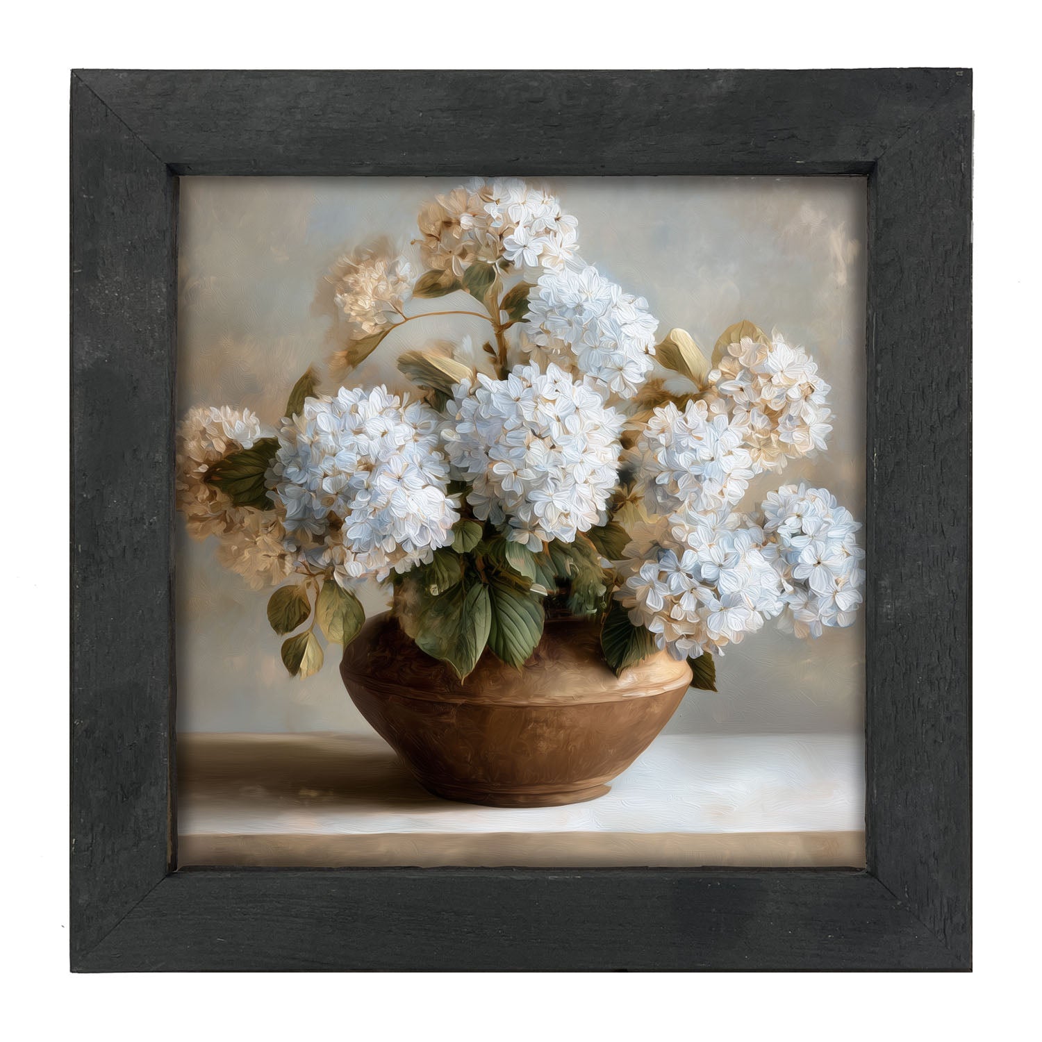 Copper Vase with Blue Hydrangeas - Framed Art
