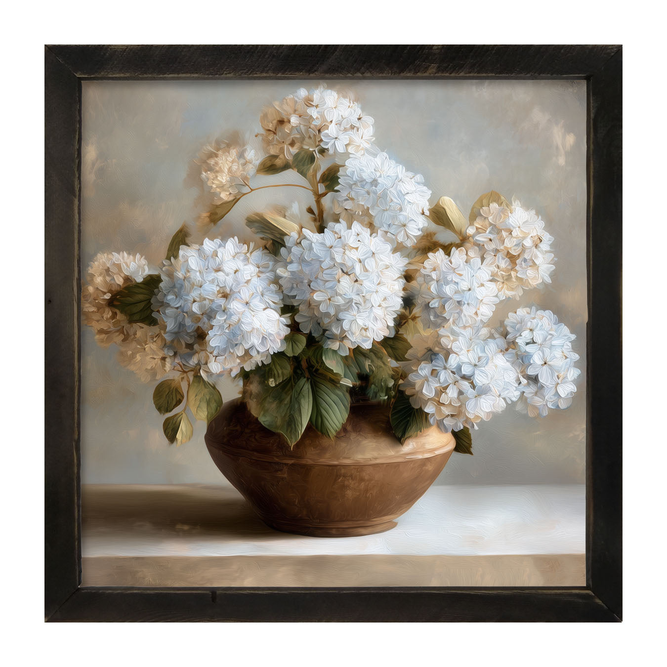 Copper Vase with Blue Hydrangeas - Framed Art