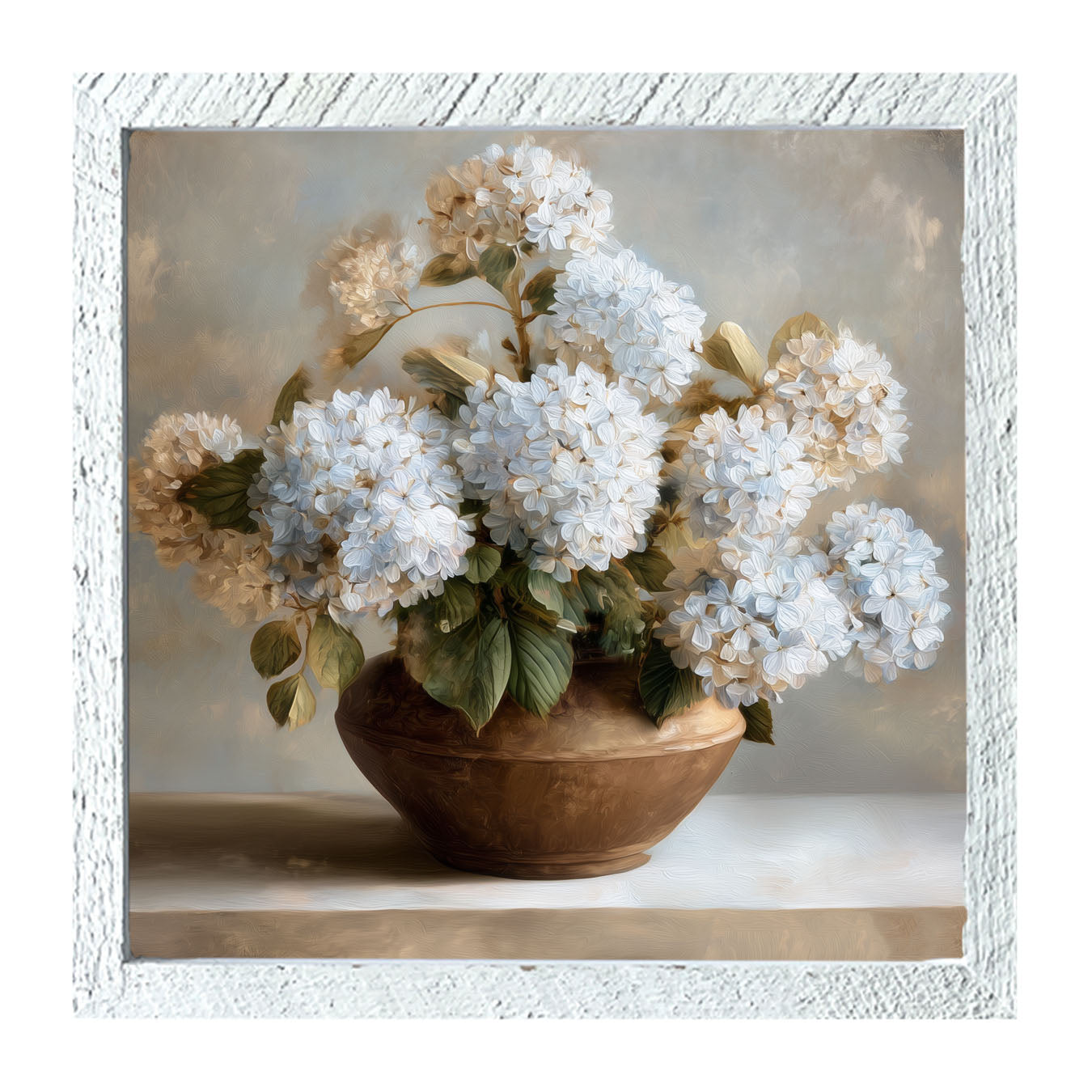 Copper Vase with Blue Hydrangeas - Framed Art