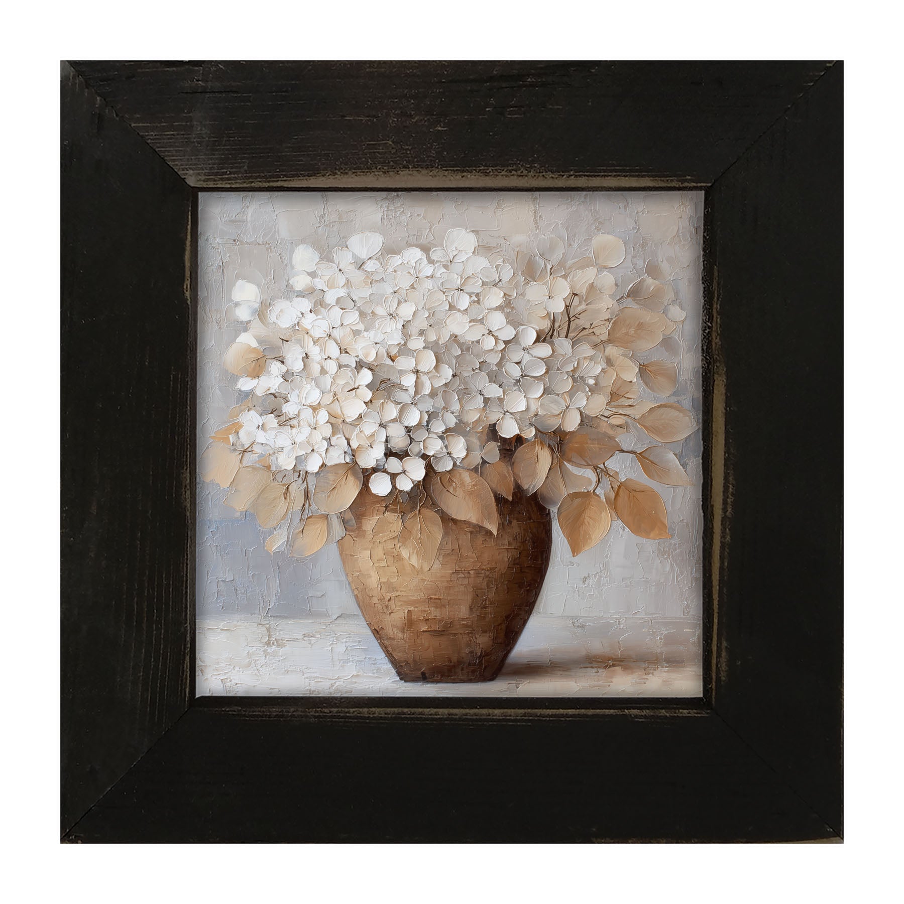 Copper Vase with White Hydrangeas - Framed Art