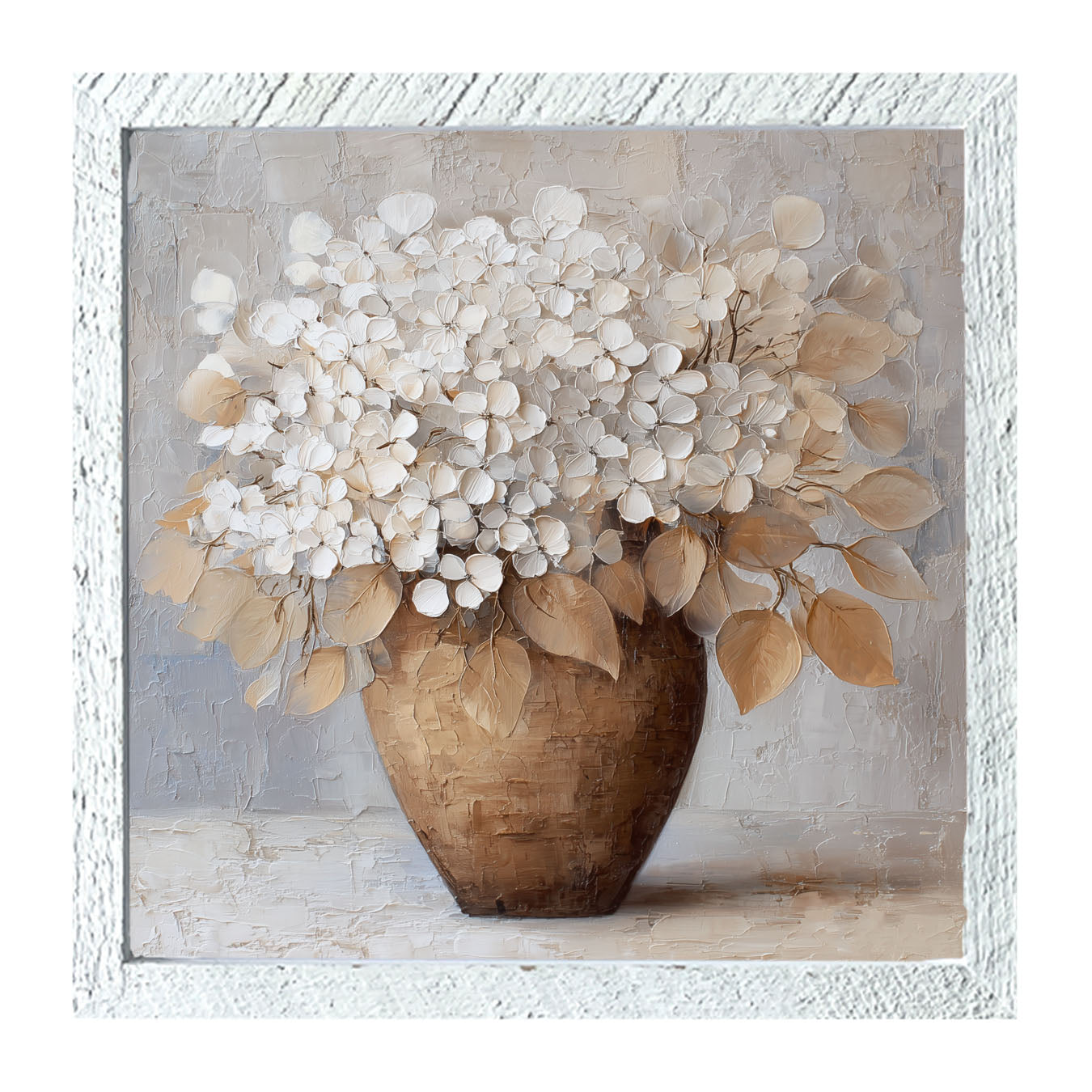 Copper Vase with White Hydrangeas - Framed Art