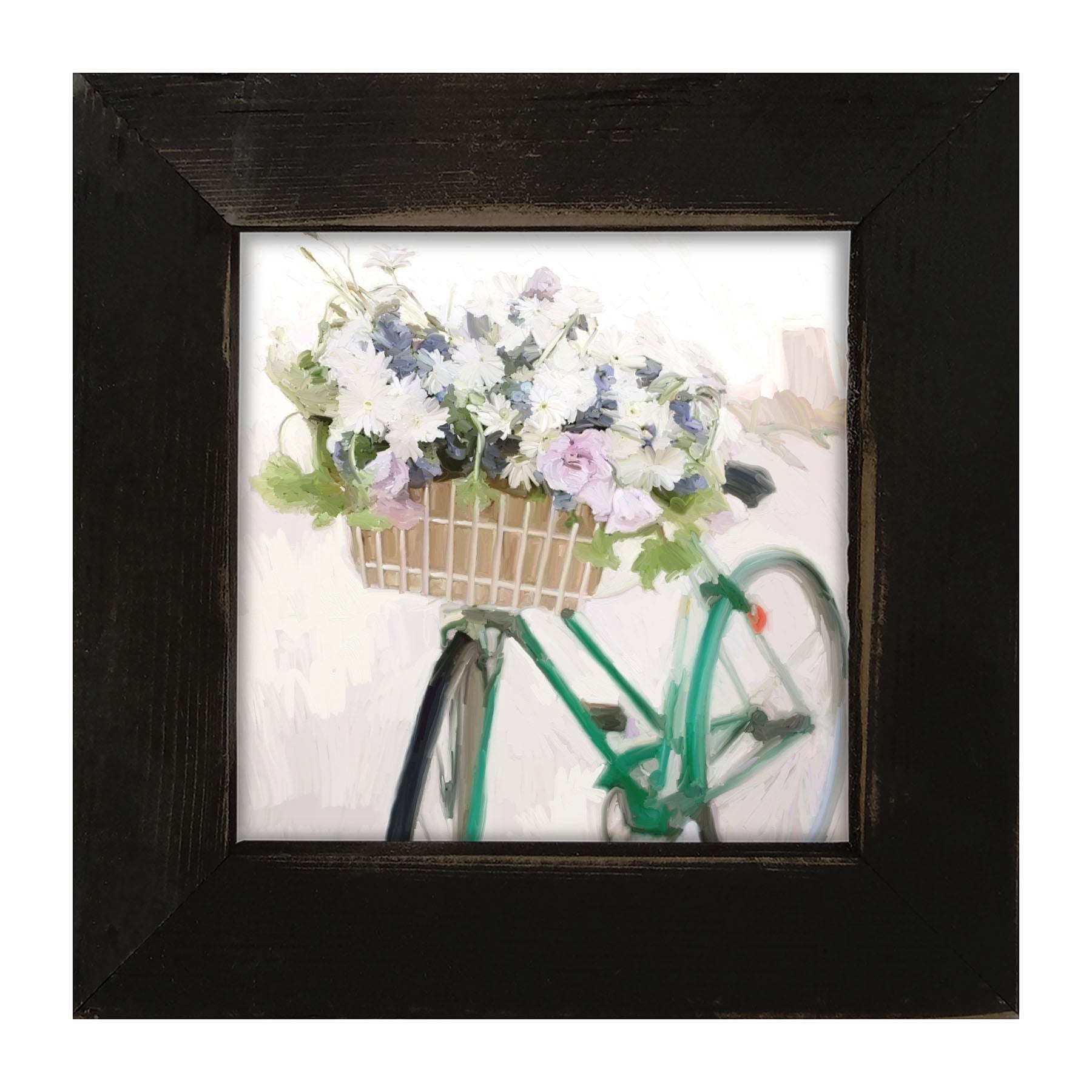 Green Bike with Flower Basket - Framed art