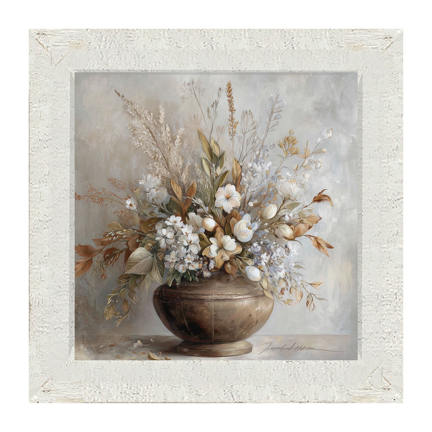 Copper Vase with Floral Bouquet - Framed Art