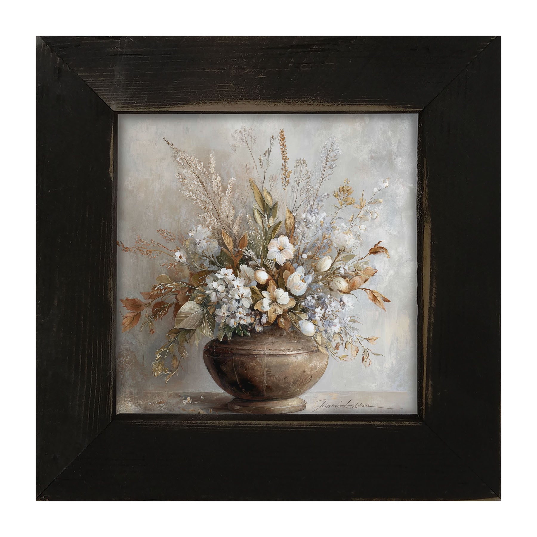 Copper Vase with Floral Bouquet - Framed Art