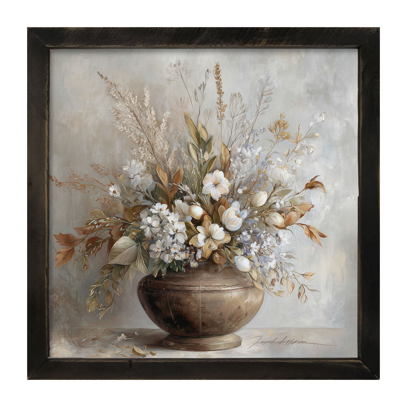 Copper Vase with Floral Bouquet - Framed Art