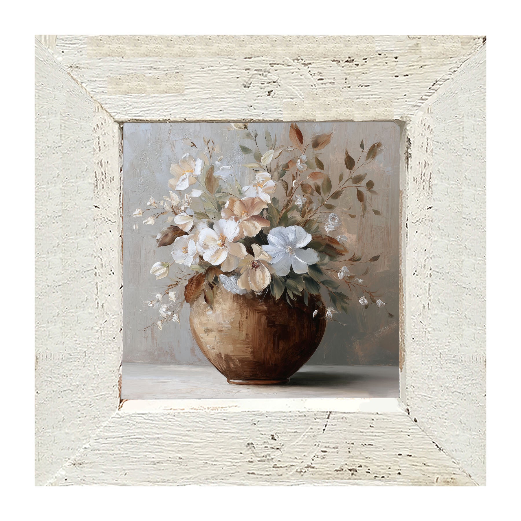 Copper Vase with Blooming Flowers - Framed Art