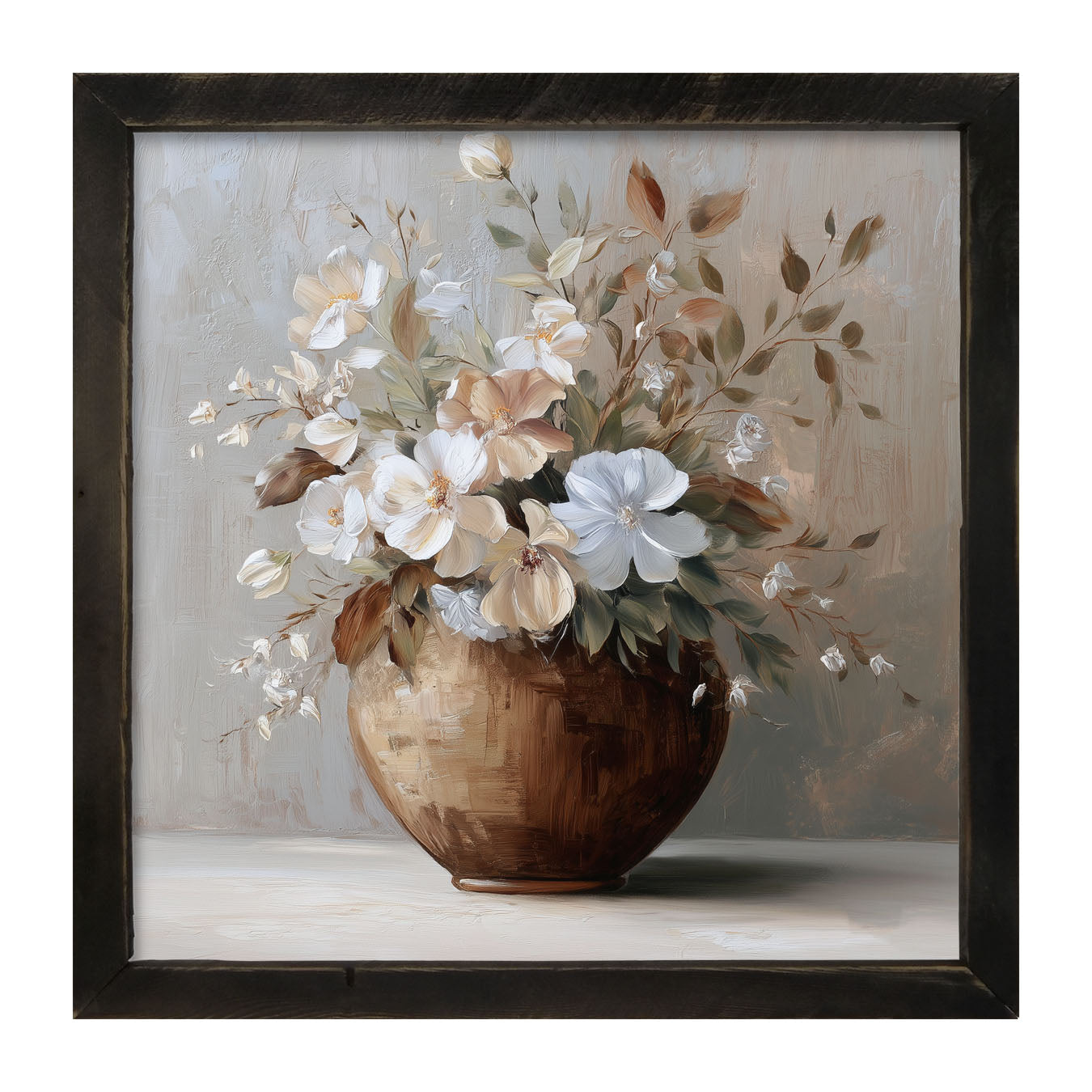Copper Vase with Blooming Flowers - Framed Art