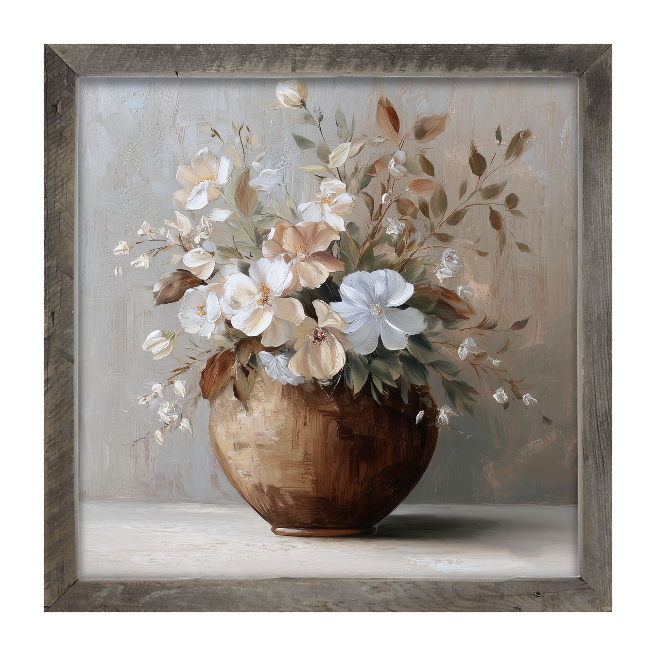 Copper Vase with Blooming Flowers - Framed Art